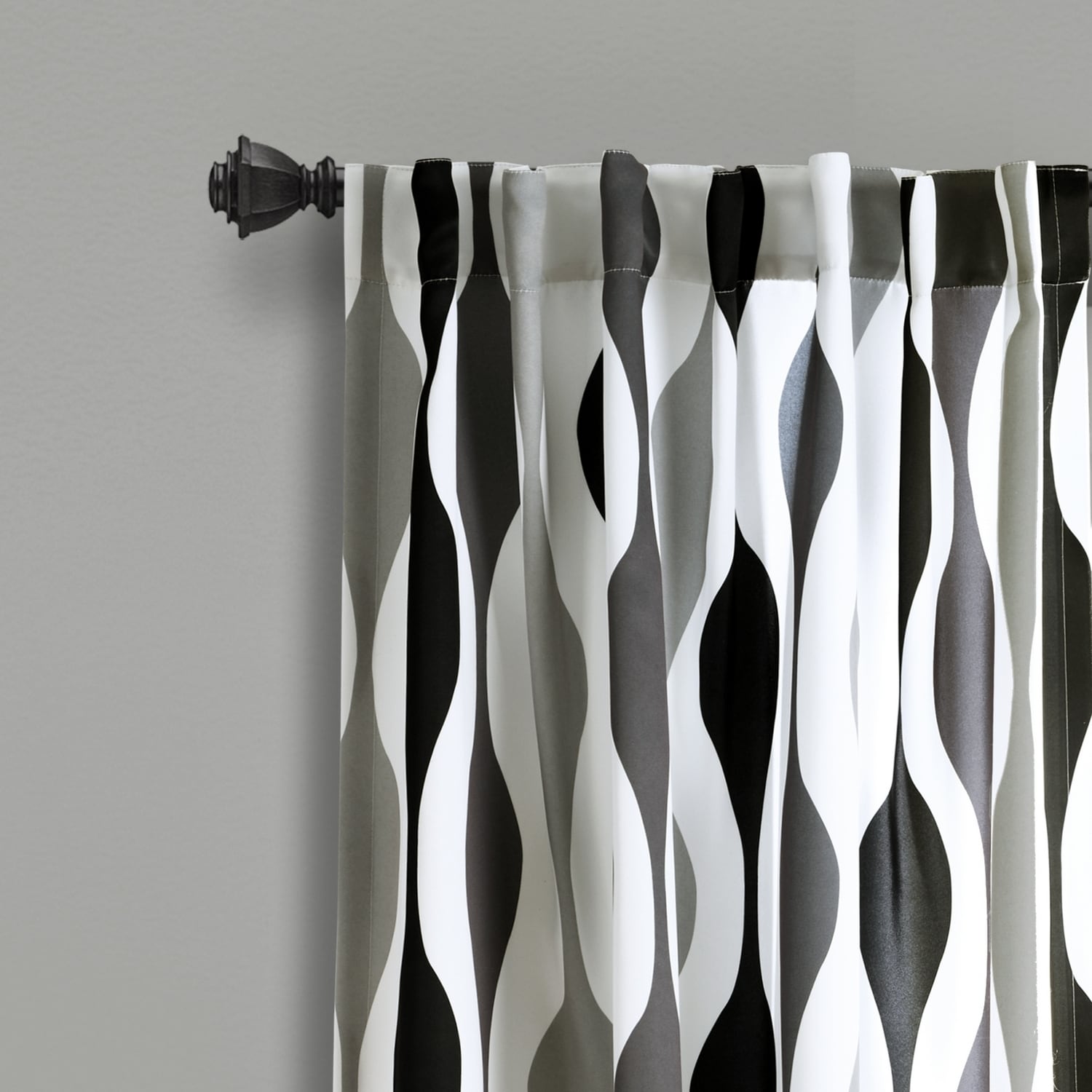 Black and Gray Pleated Blackout Polyester Window Panels