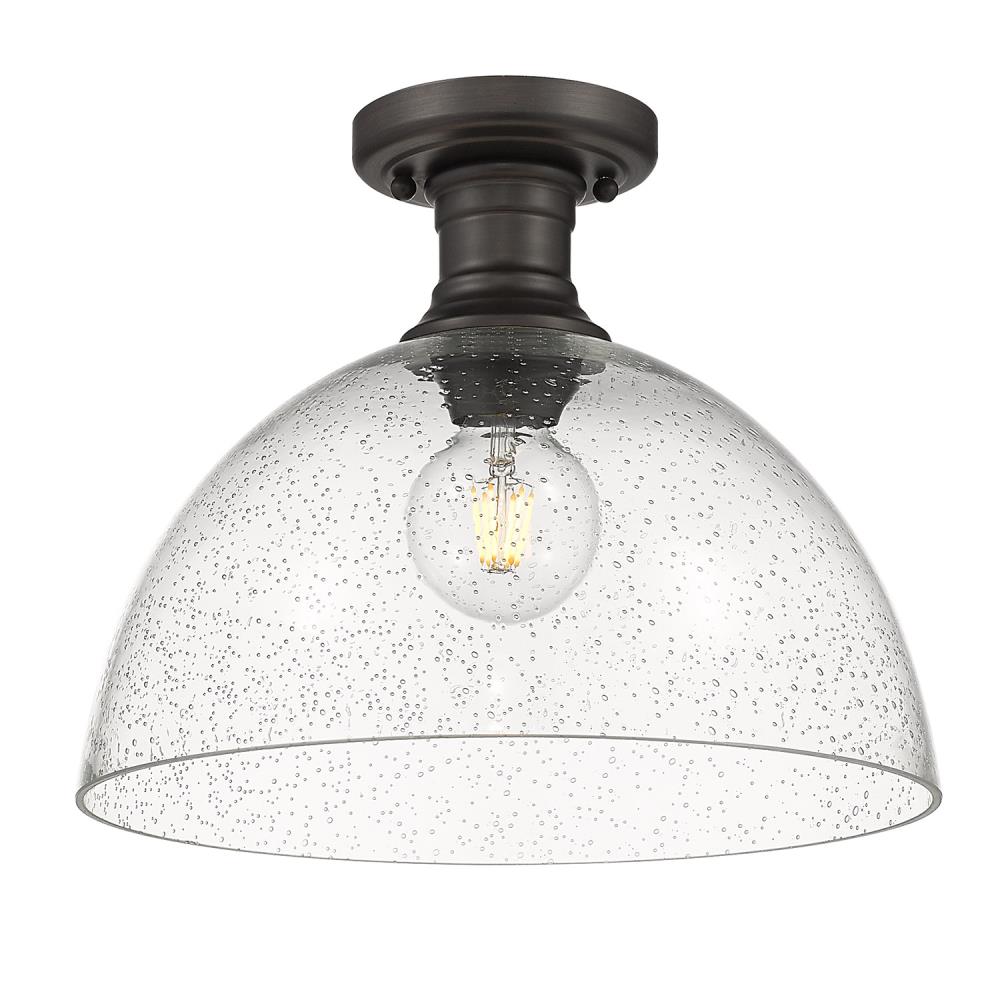 Golden Lighting 3118-SF14 RBZ-SD Hines 1 -Light 13.5-in Bronze Semi Flush Mount Light