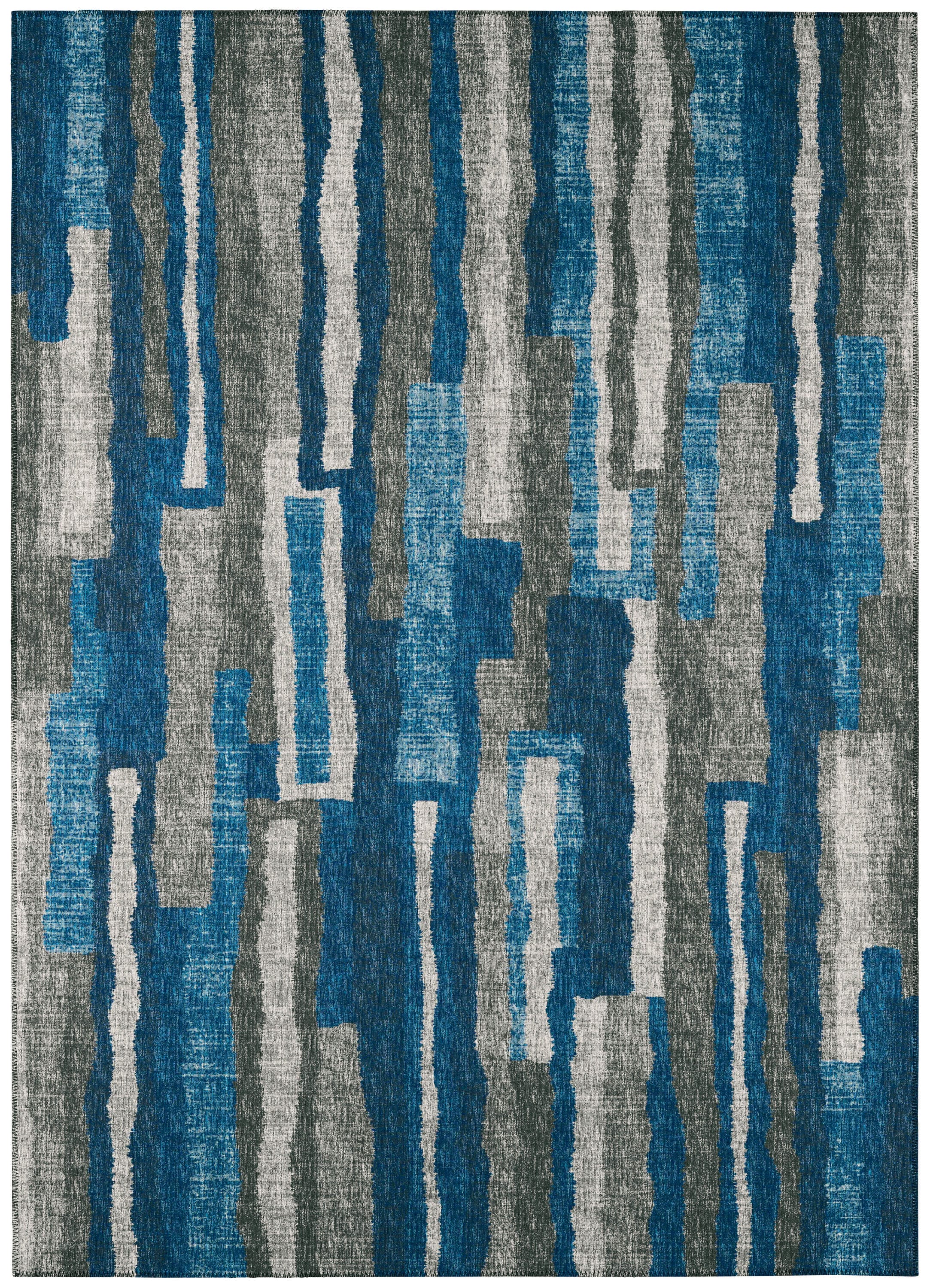 Addison Rugs ABV37BL8X10 Bravado 8 x 10 (ft) Chenille Blue Rectangular Indoor/Outdoor Stripe Southwestern Area rug
