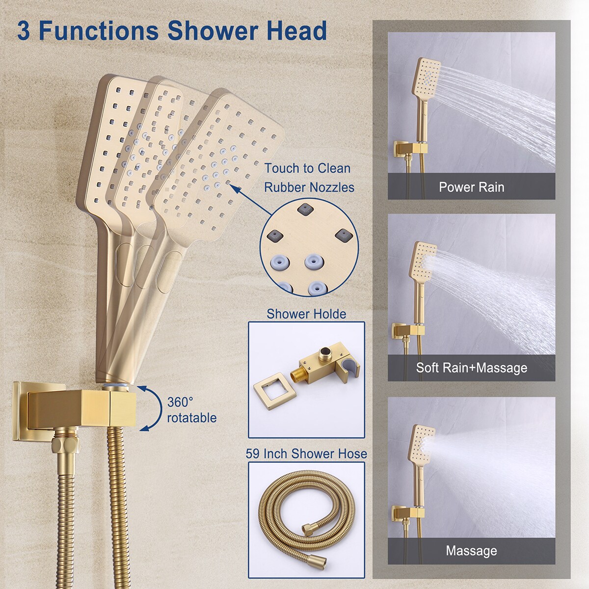 Mondawe MO6006-12GD Showerhead-Bar-Panels - View #5