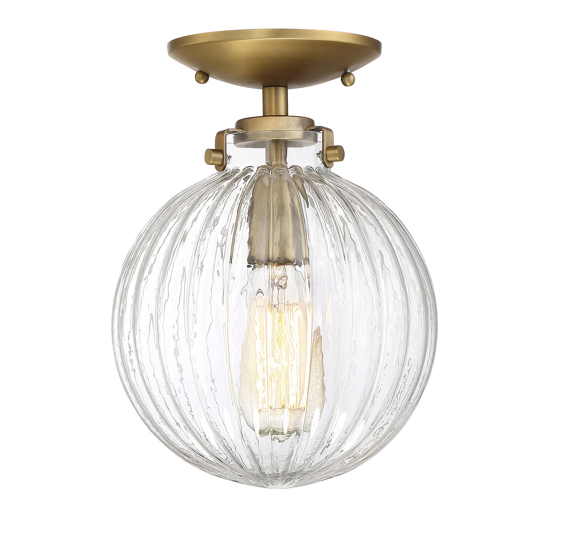 Meridian 8" Globe Semi-Flush Mount in Brushed Nickel with Clear Glass