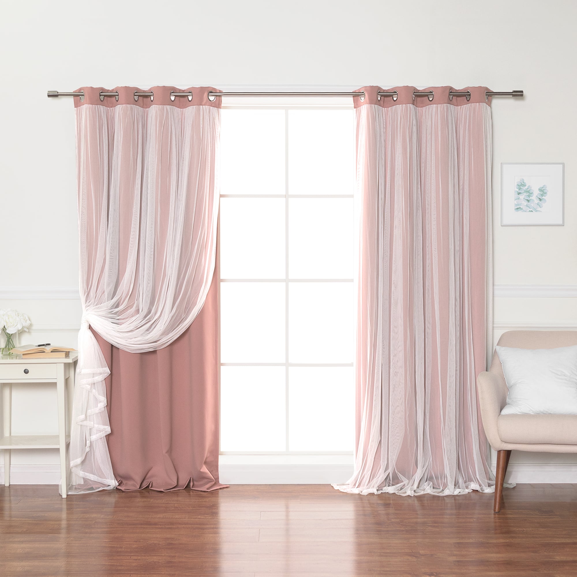 Best Home Fashion 84-in Mauve Blackout Grommet Curtain Panel Pair GR ...