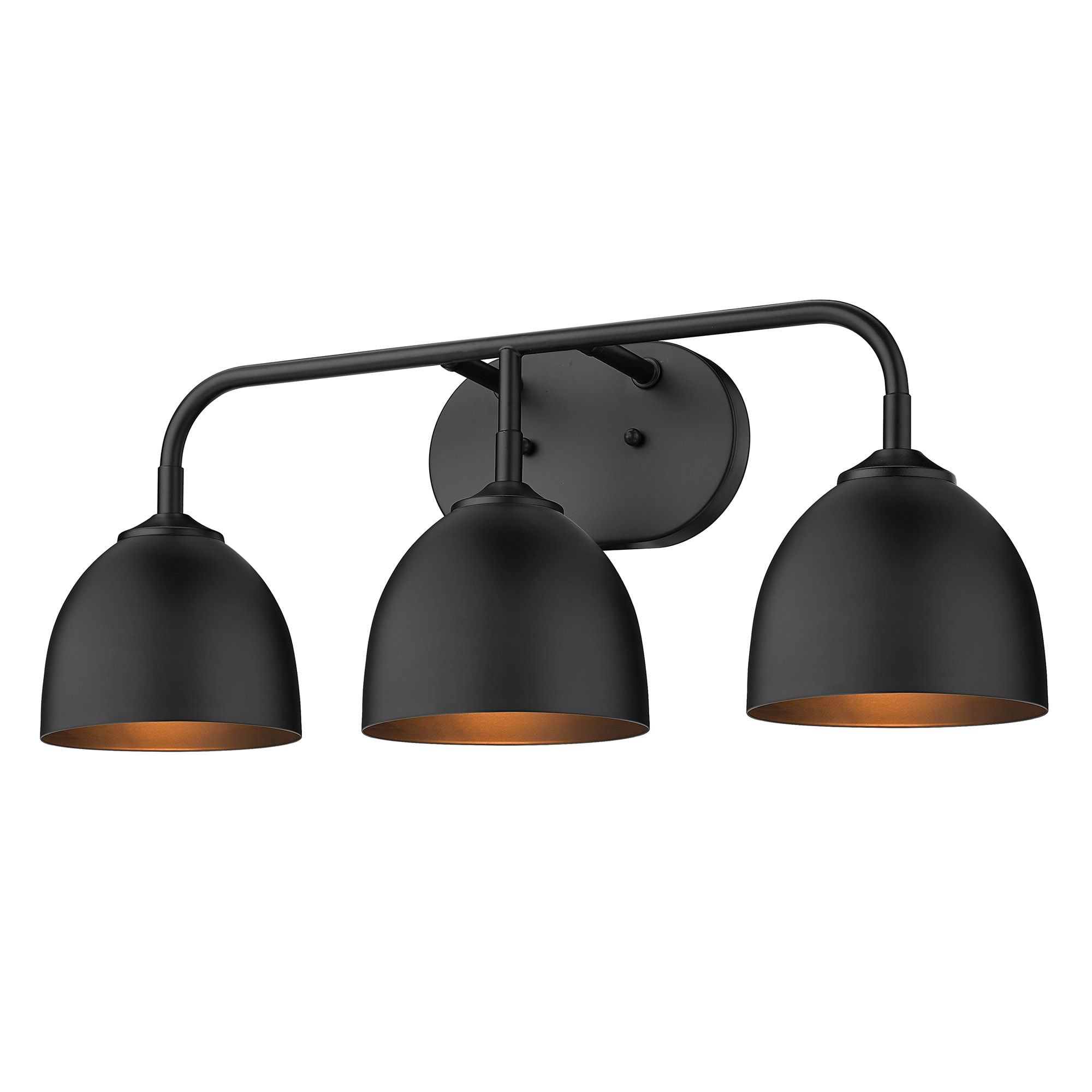 Golden Lighting 6956-BA3 BLK-BLK Zoey 7.25-in 3 -Light Matte Black Industrial Vanity light