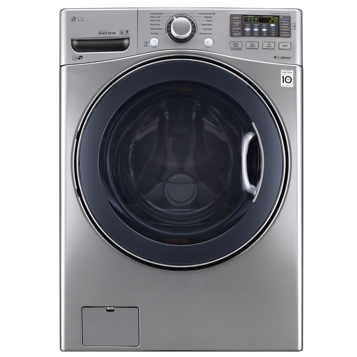 LG TurboWash 5.2-cu ft High Efficiency Stackable Steam Cycle Smart  Front-Load Washer (Black Steel) ENERGY STAR