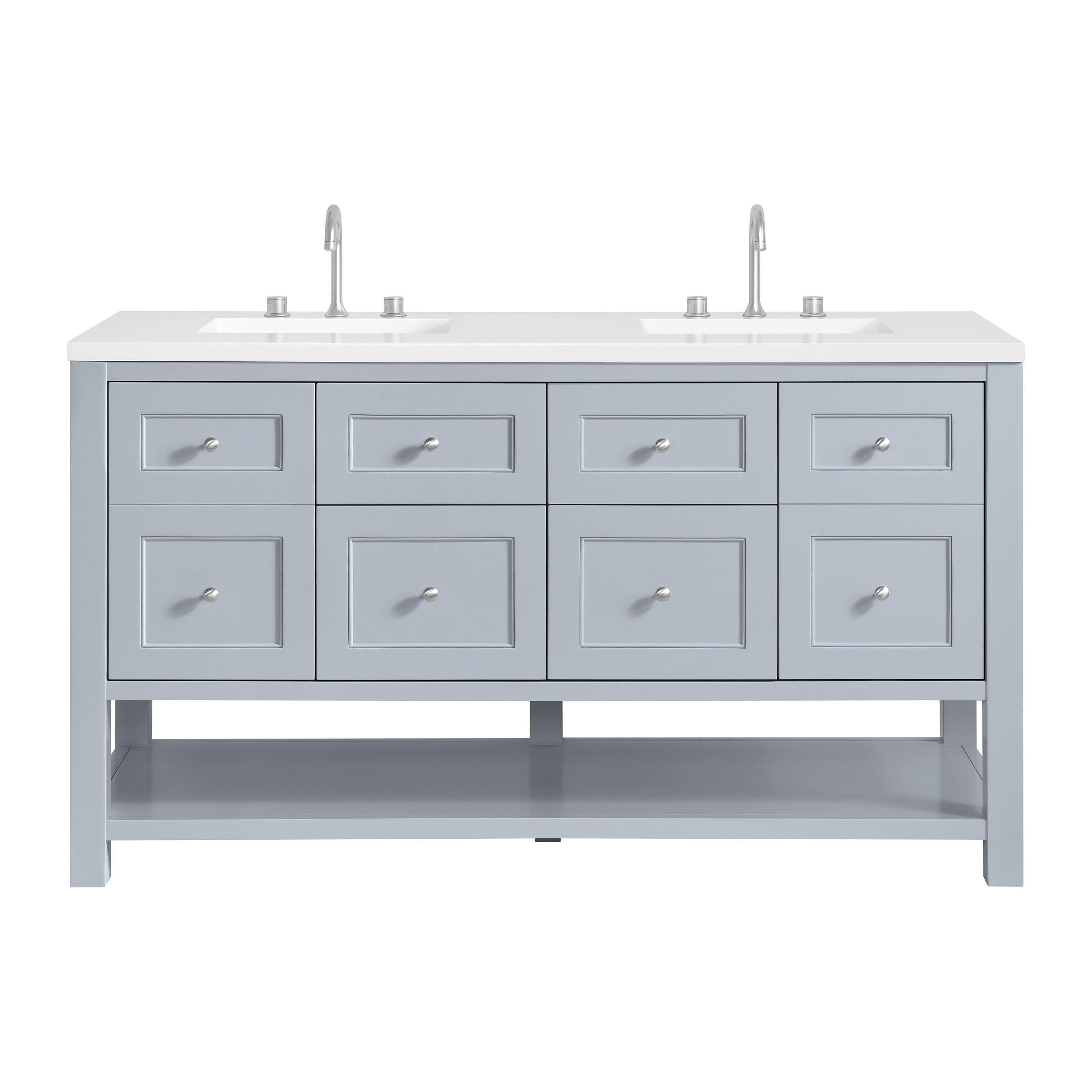 James Martin Vanities 330-V60D-SRB-3WZ Breckenridge 60-in Serenity Blue Undermount Double Sink Bathroom Vanity with White Zeus Quartz Top