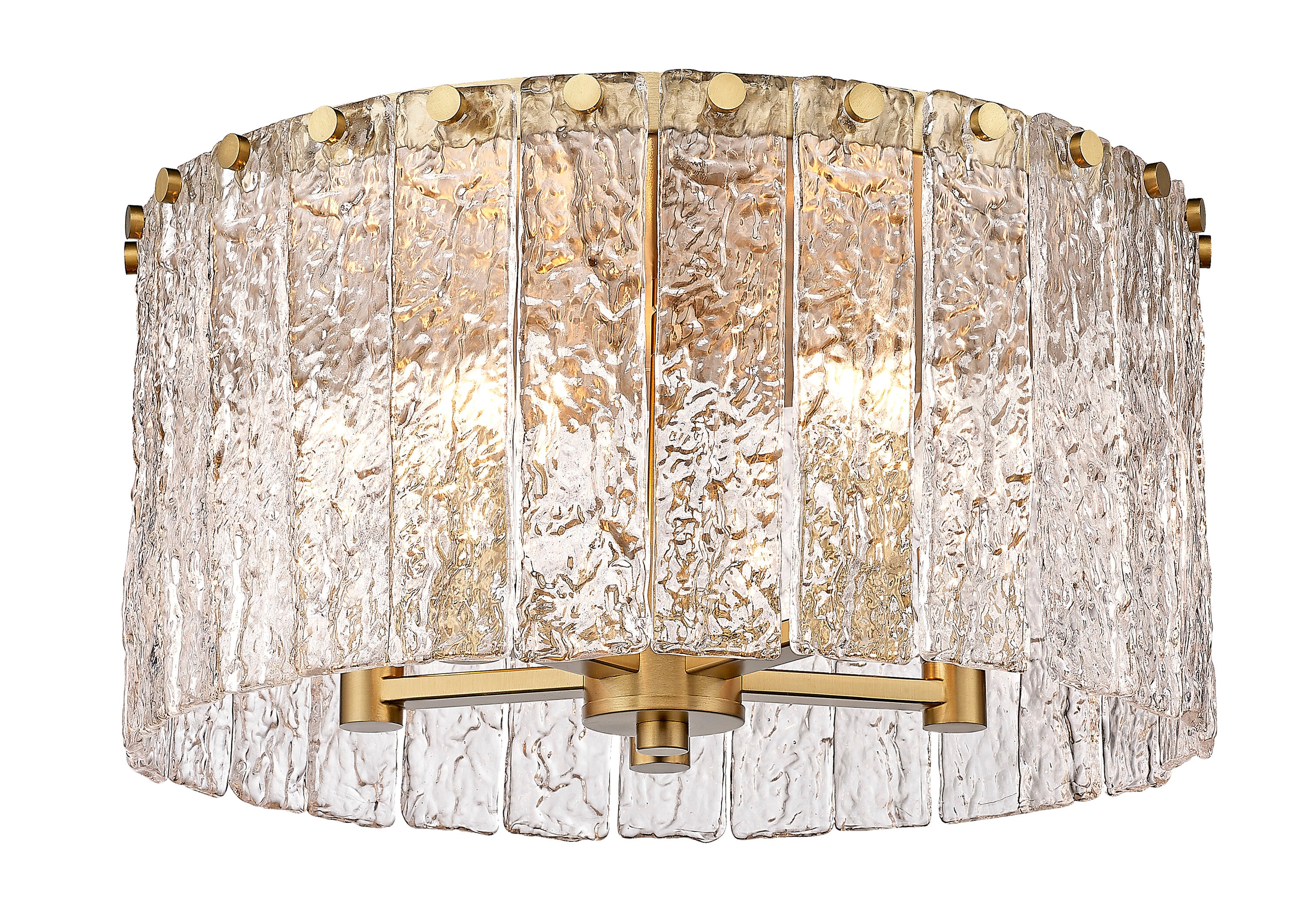 Modern Gold and Glass Textured Flush Mount Ceiling Light