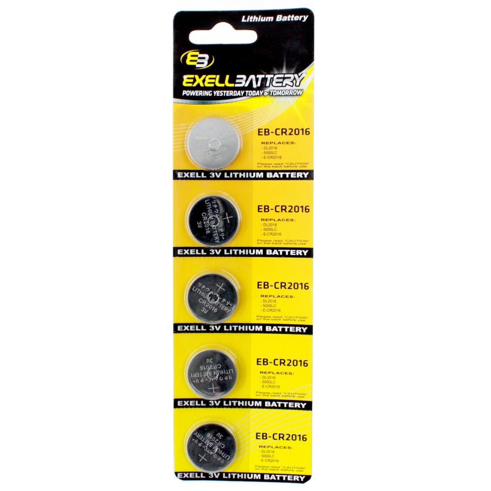 Exell Battery 5pk Exell 3V Lithium Coin Cell Battery CR2016 - Long Lasting  & Reliable - Ideal for Watches, Calculators, Toys & More in the Coin &  Button Batteries department at