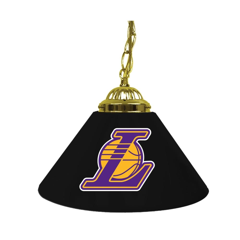 Trademark Gameroom NBA1200-LAL Single Shade Lamps 1 -Light Los Angeles Lakers Modern/contemporary Cone Medium Plug-in Hanging Pendant light