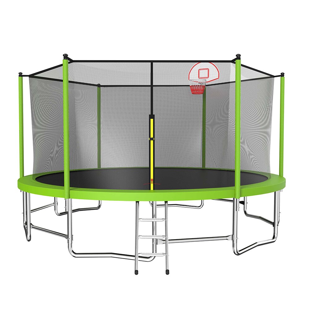 Fun Orange 16FT Round Backyard Trampoline with Safety Enclosure ...