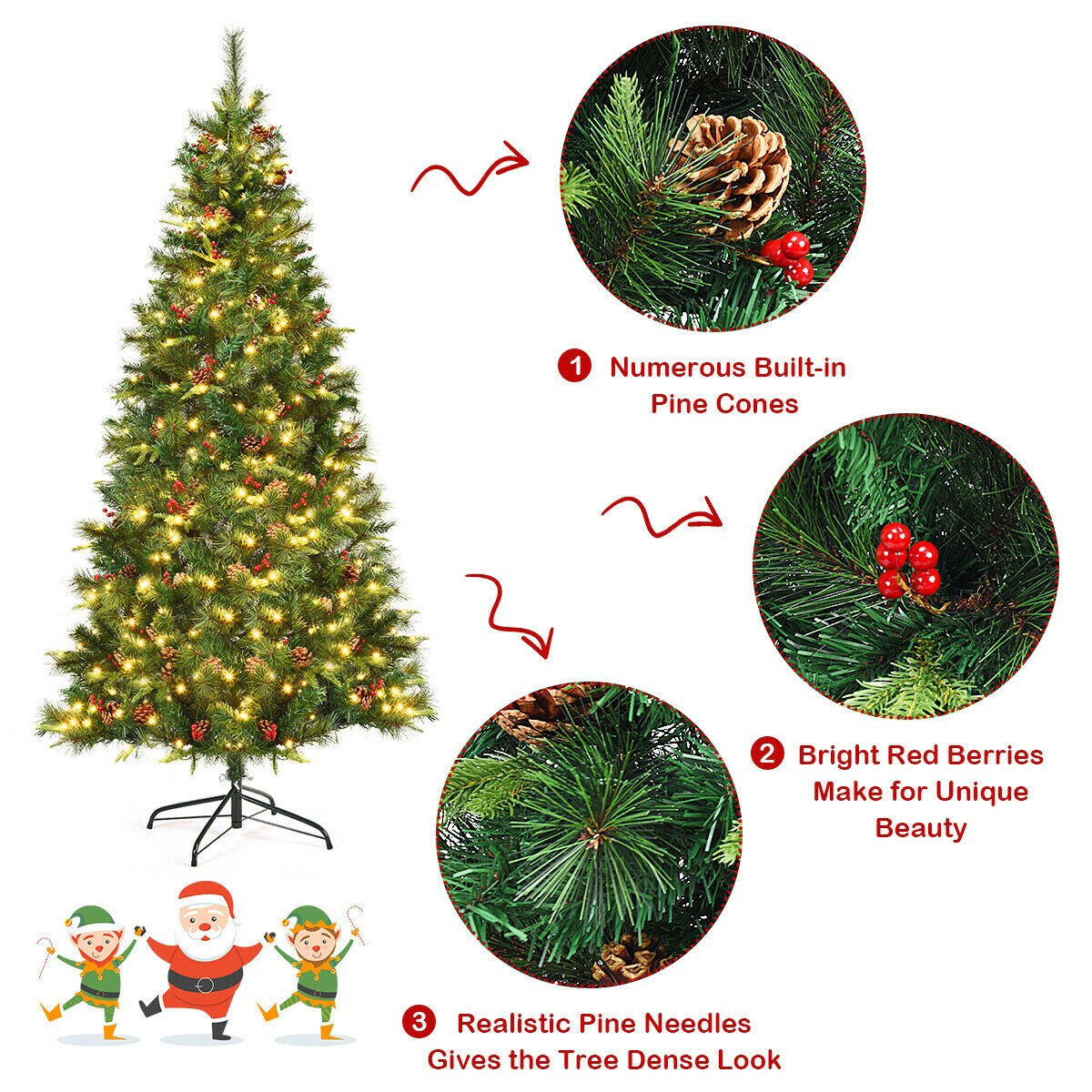 Forclover 7-ft Pre-lit Artificial Christmas Tree with LED Lights in the ...