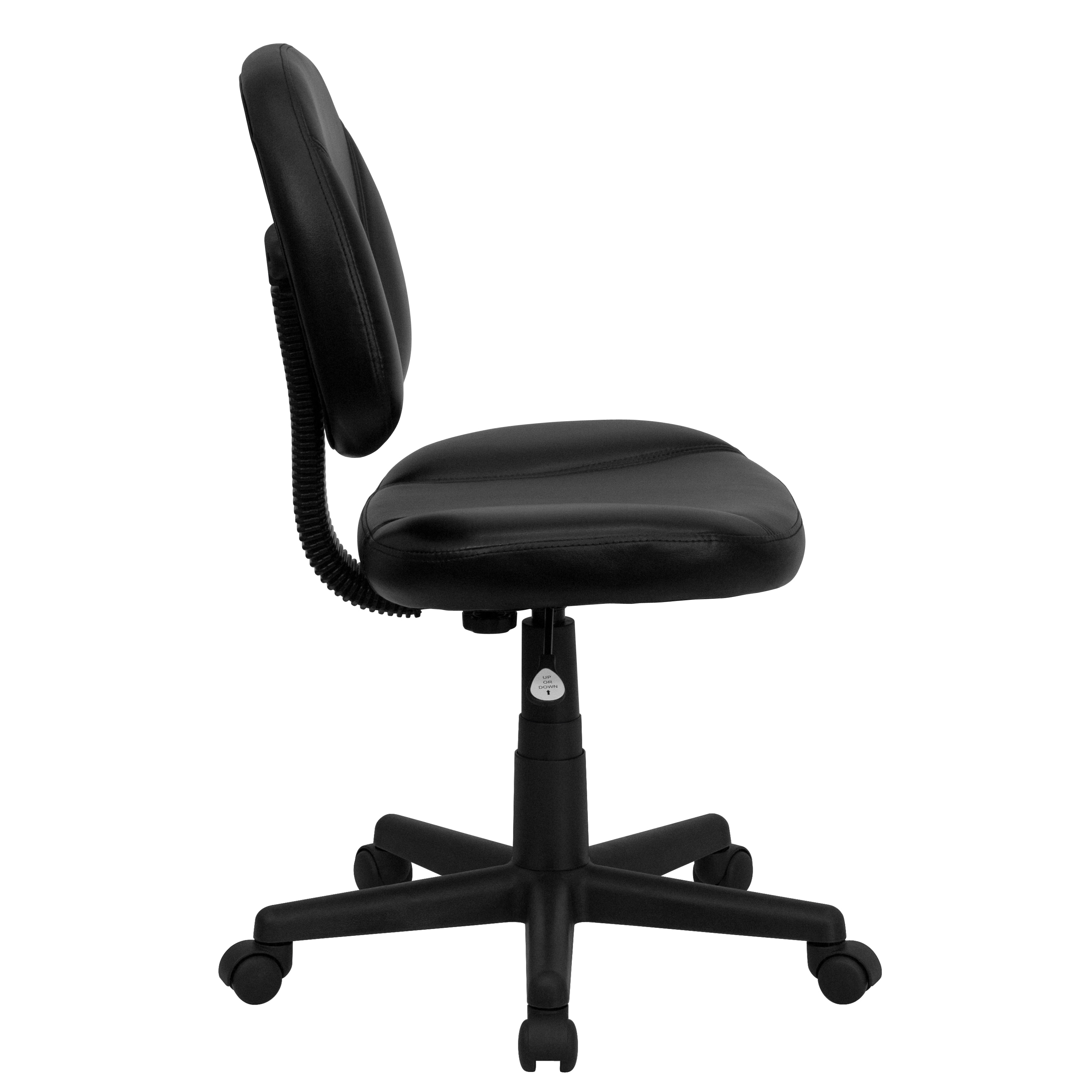 Mid-Back Black Leather Swivel Ergonomic Task Chair