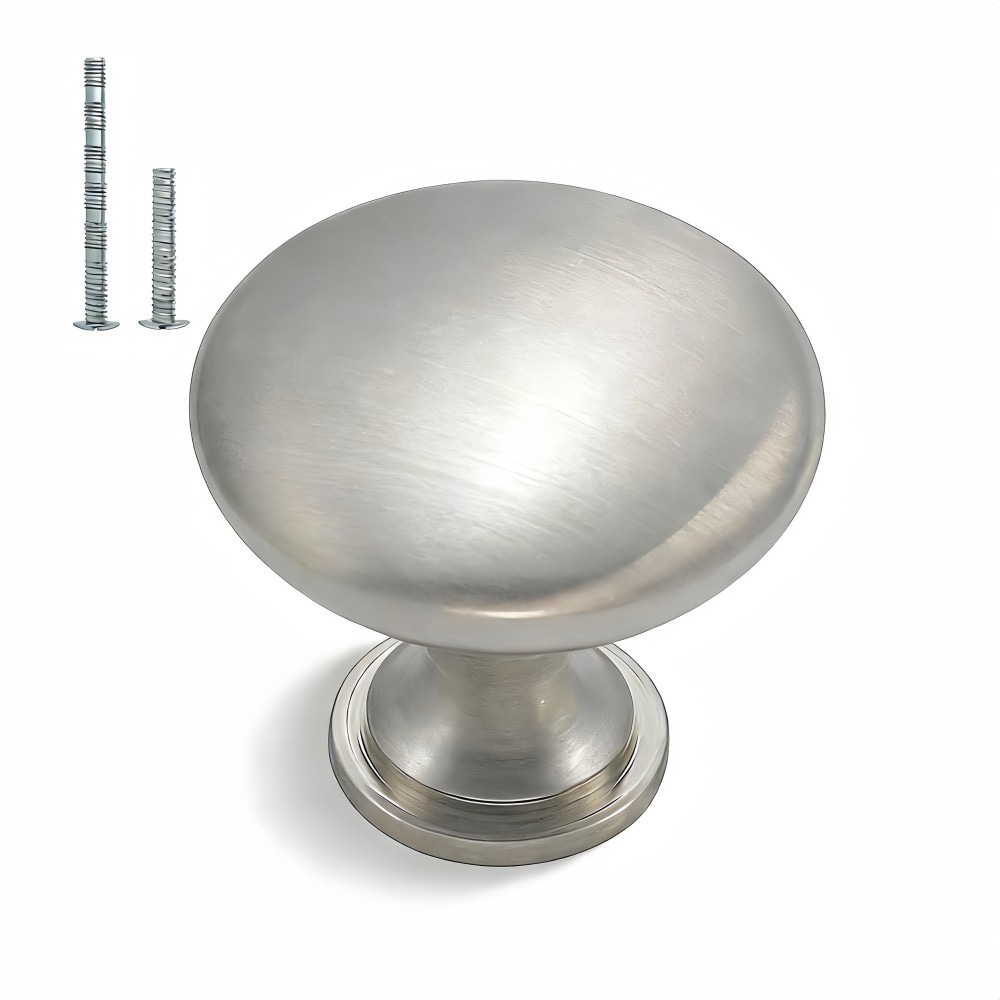 Numhew 30 Pack 1-1/8 Inch Round Zinc Alloy Brushed Nickel Cabinet Knobs - Modern Drawer Pulls