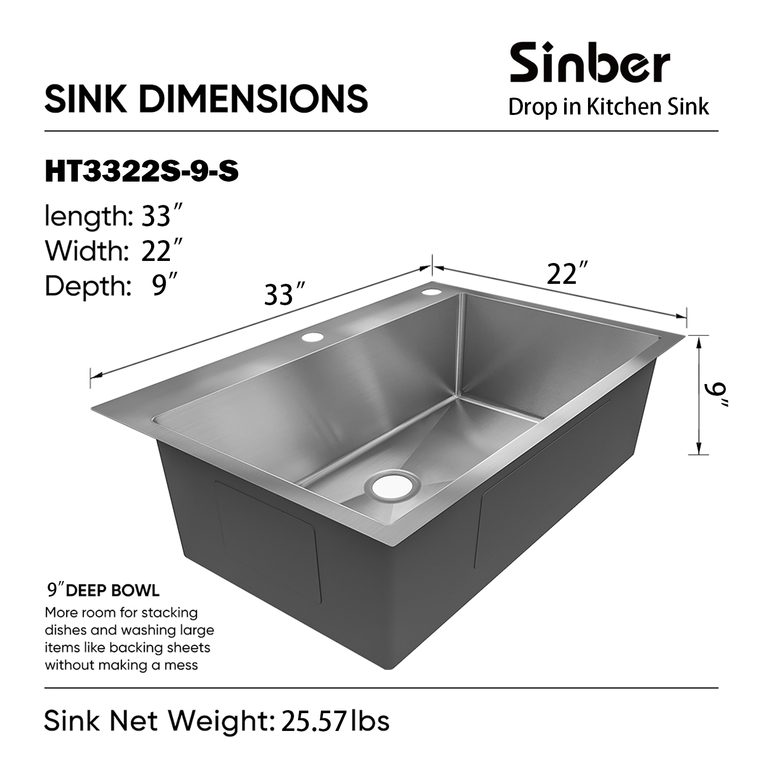 Sinber HT3322S Kitchen-Sinks - View #4