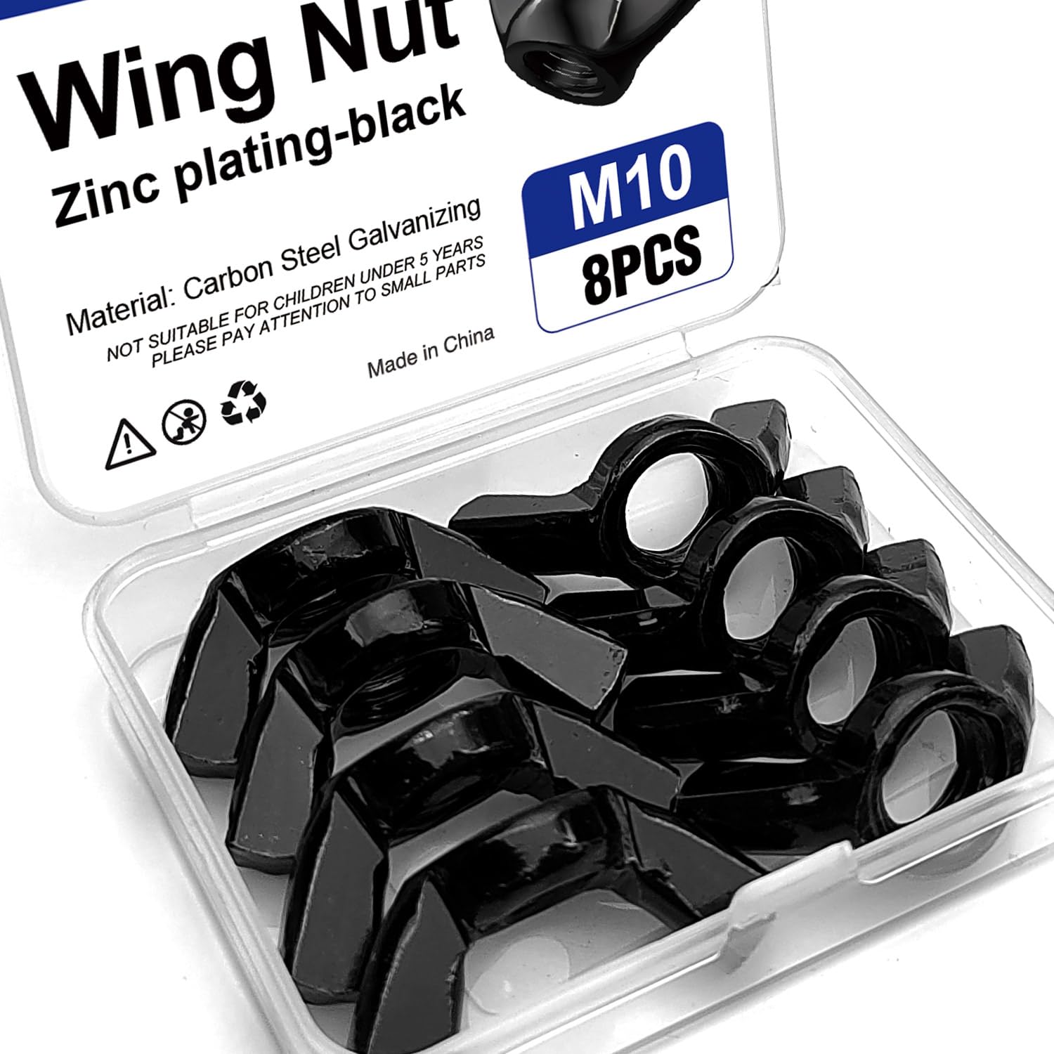 Ahfiwaso 8PCS M10 Zinc Plated Black Wing Nuts Kit Hand Twist Tighten Ear Butterfly Nut Set for Easy Assembly and Secure Fit Furniture and #LAH0812H469
