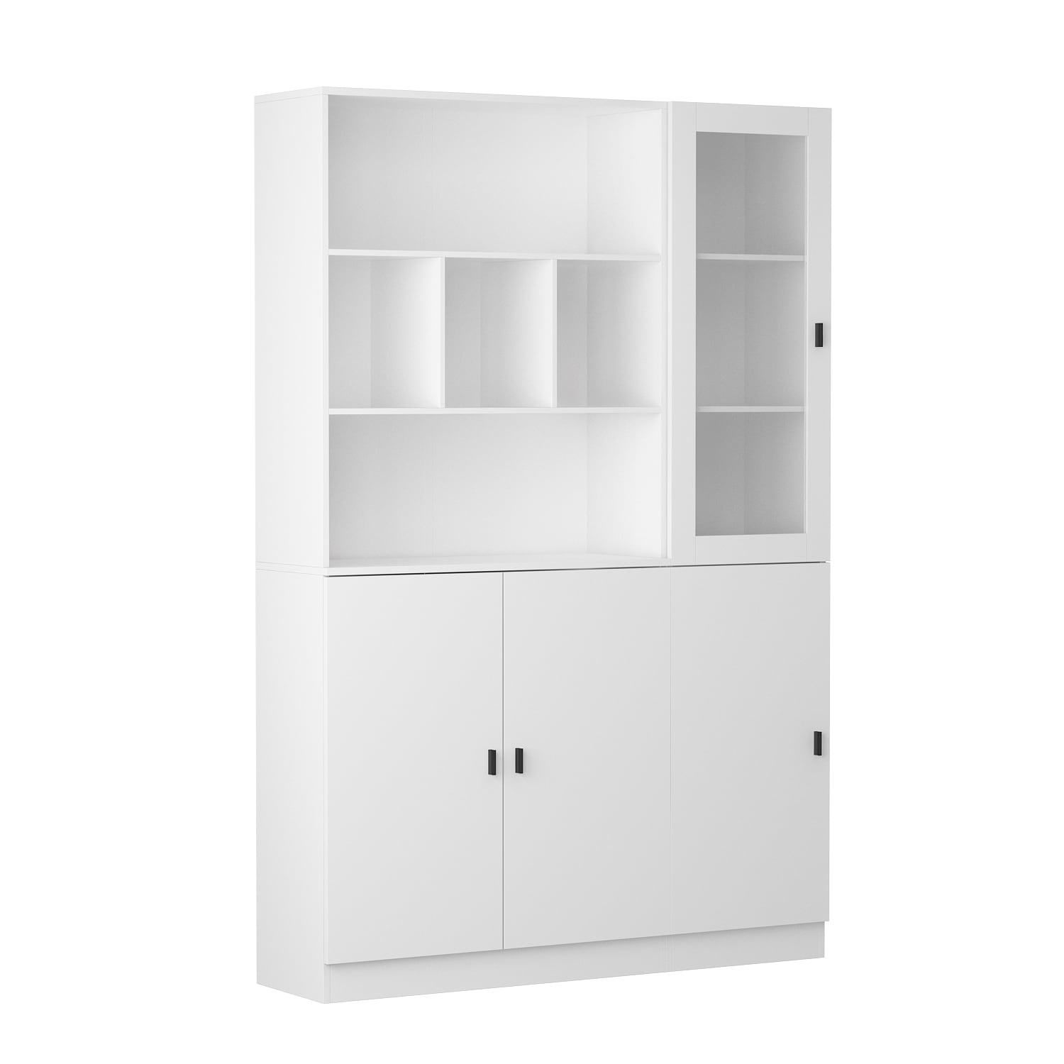 FUFU&GAGA White 74.8 in. H Storage Cabinet, Bookcase with 2-Large