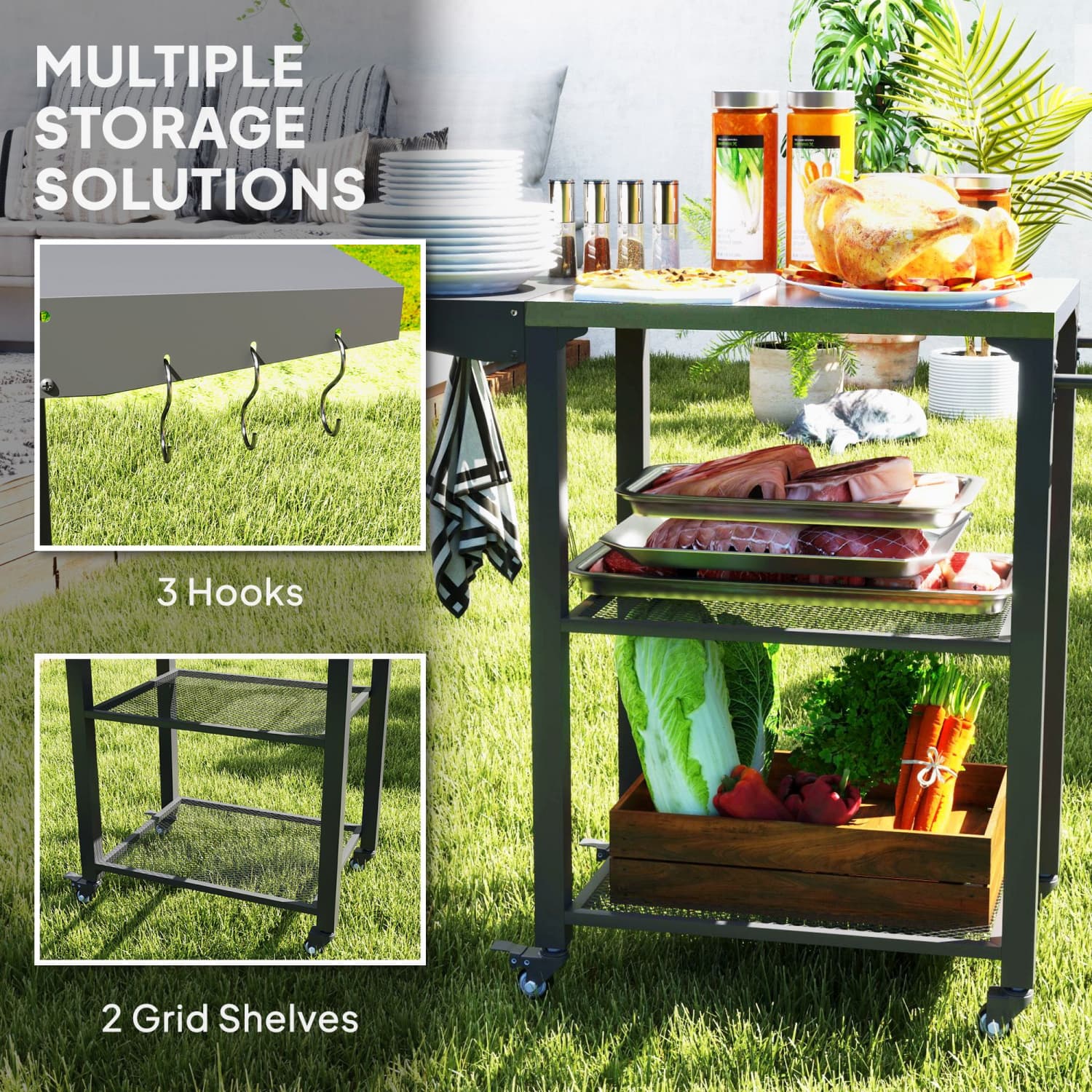 Angel Sar DAZQYGRI0326-SI Grill-Carts-Grill-Stands - View #6