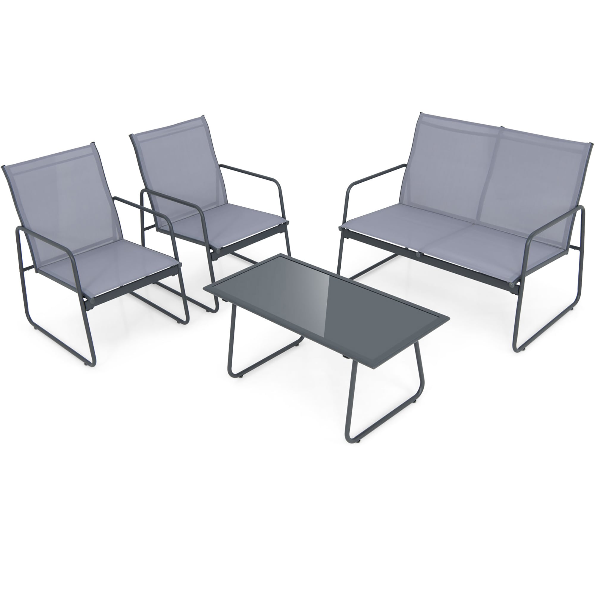 Costway NP10408 4 -Piece Patio Conversation Set with Gray