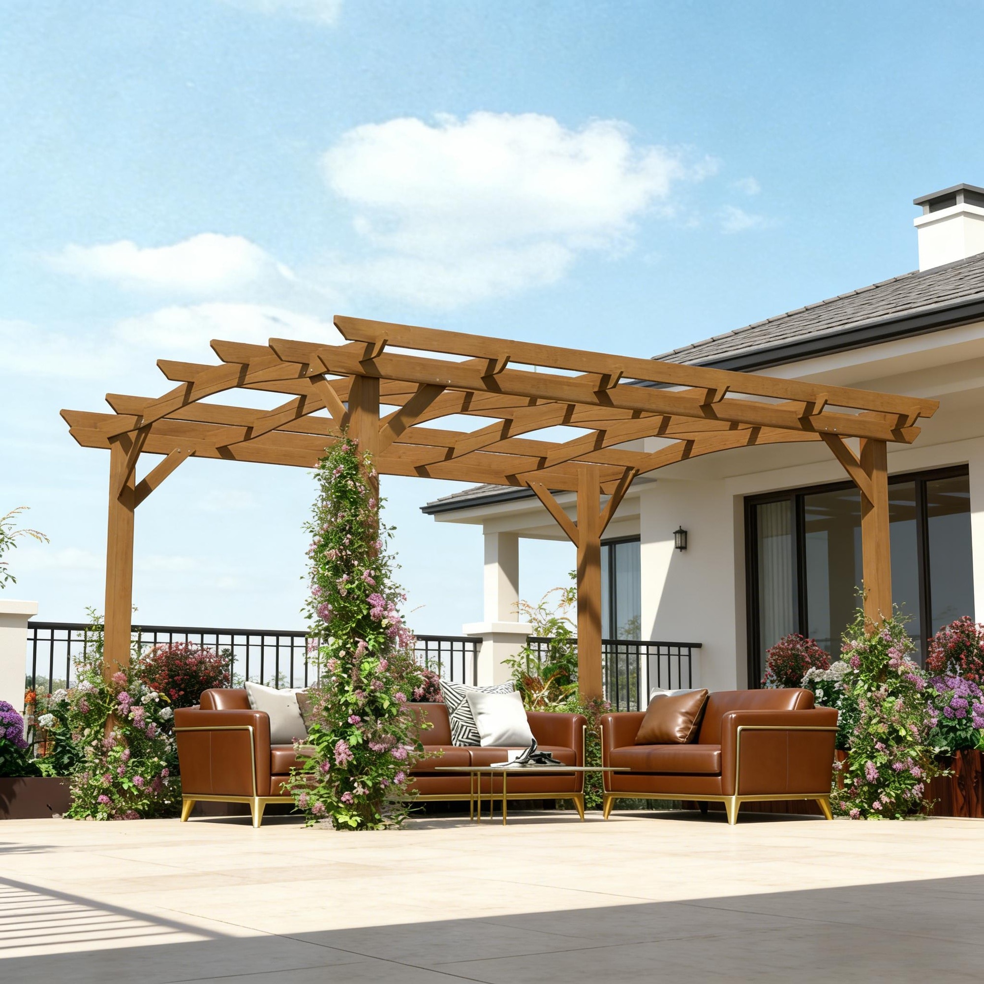 Vorene Arched Pergola Gazebo Grape Trellis for Outdoor Patio Garden