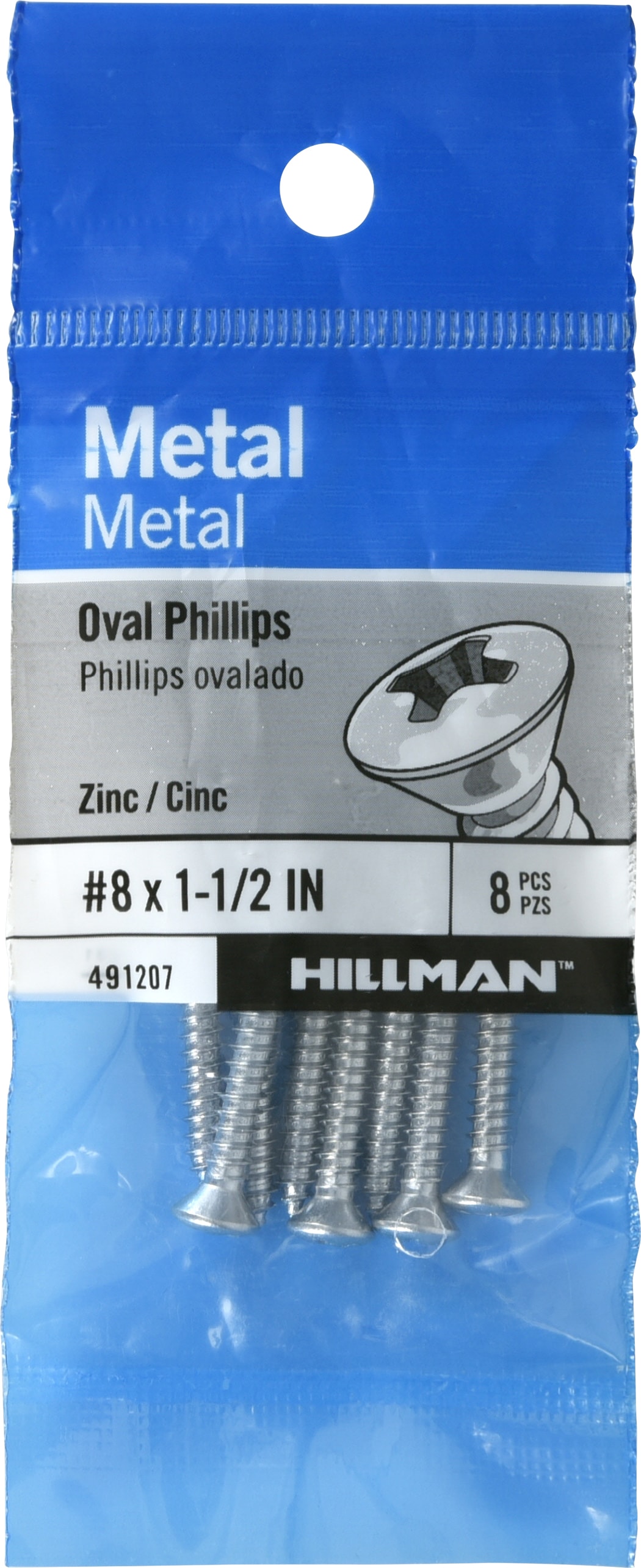 Hillman 491207 #8 x 1-1/2-in Phillips -Drive Standard Sheet Metal Screws 8 -Count