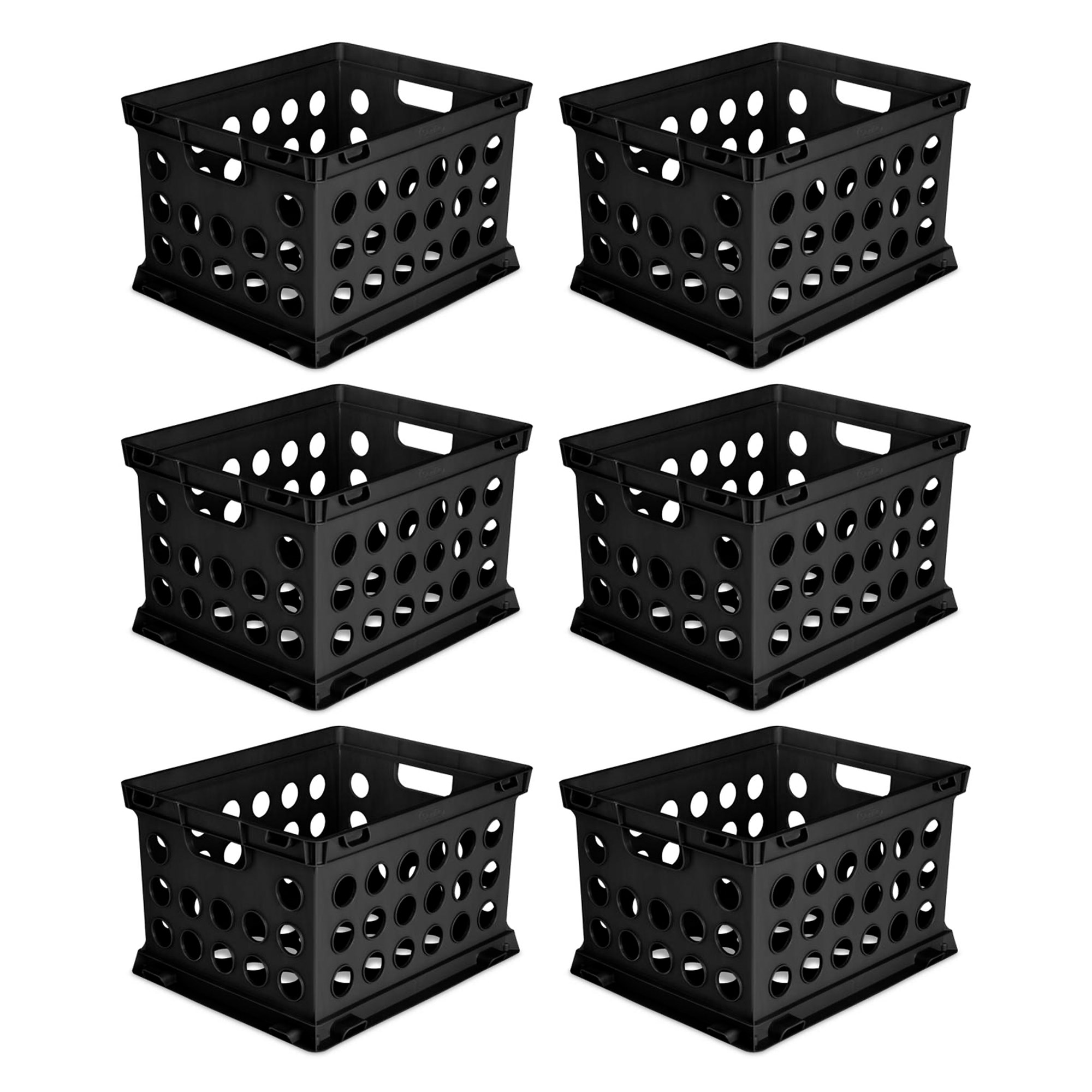 Sterilite Corporation 55828 6-Pack Sterilite Medium 10-Gallons (40-Quart) Black Tote with Latching Lid