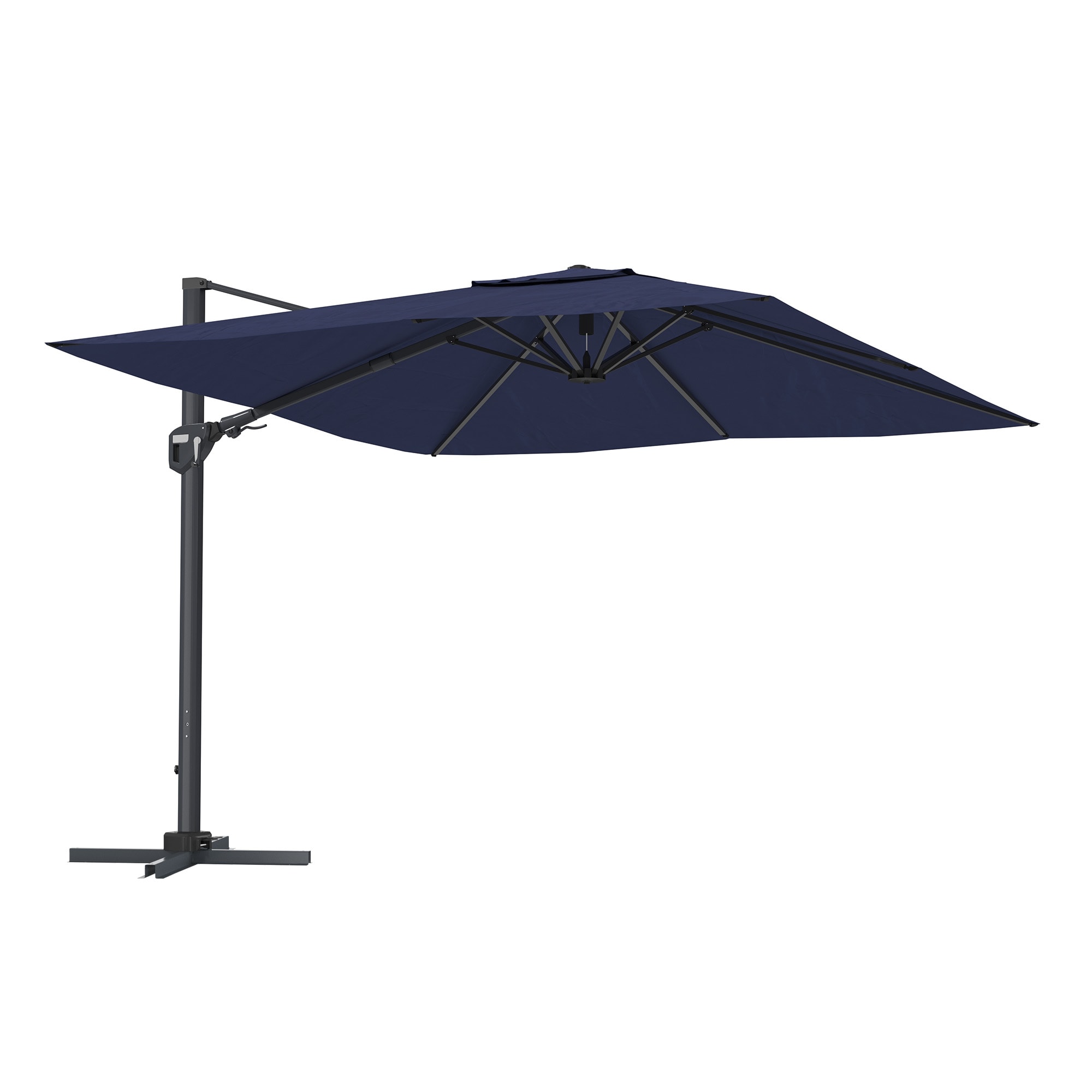 Clihome CWCH-OP70084OR 11-ft Aluminum Blue Crank Cantilever Patio Umbrella