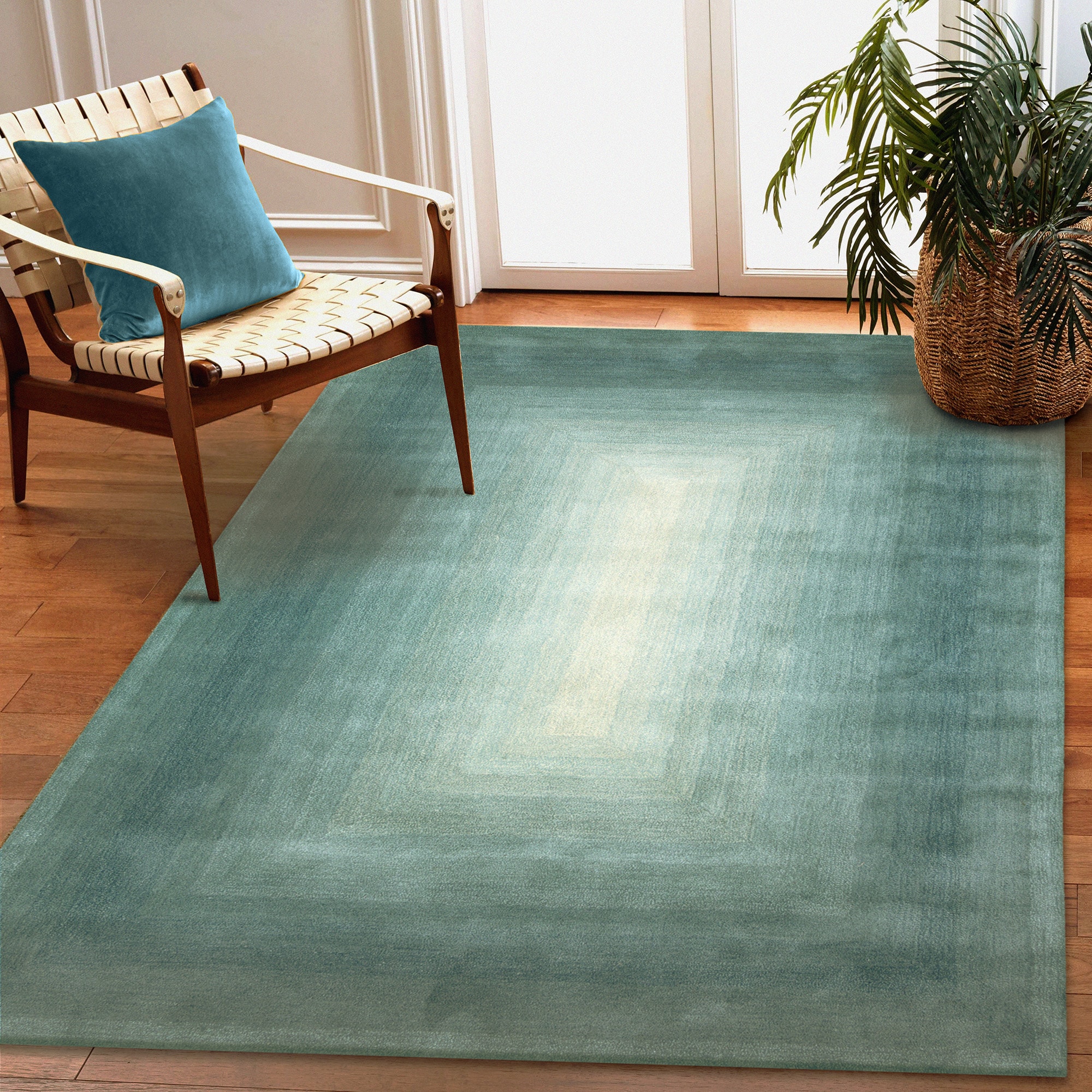Liora Manne TIV81811704 Tivoli 8 x 12 (ft) Tufted Wool Aqua Rectangular Indoor Abstract Area rug