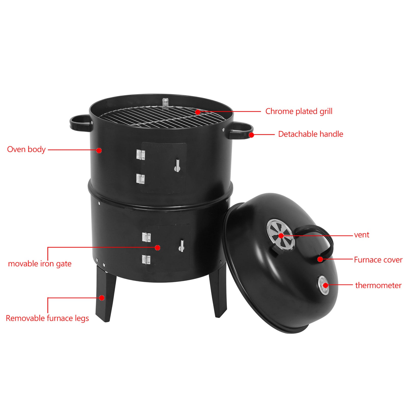 Topteng H054-A004 Charcoal-Smokers - View #8