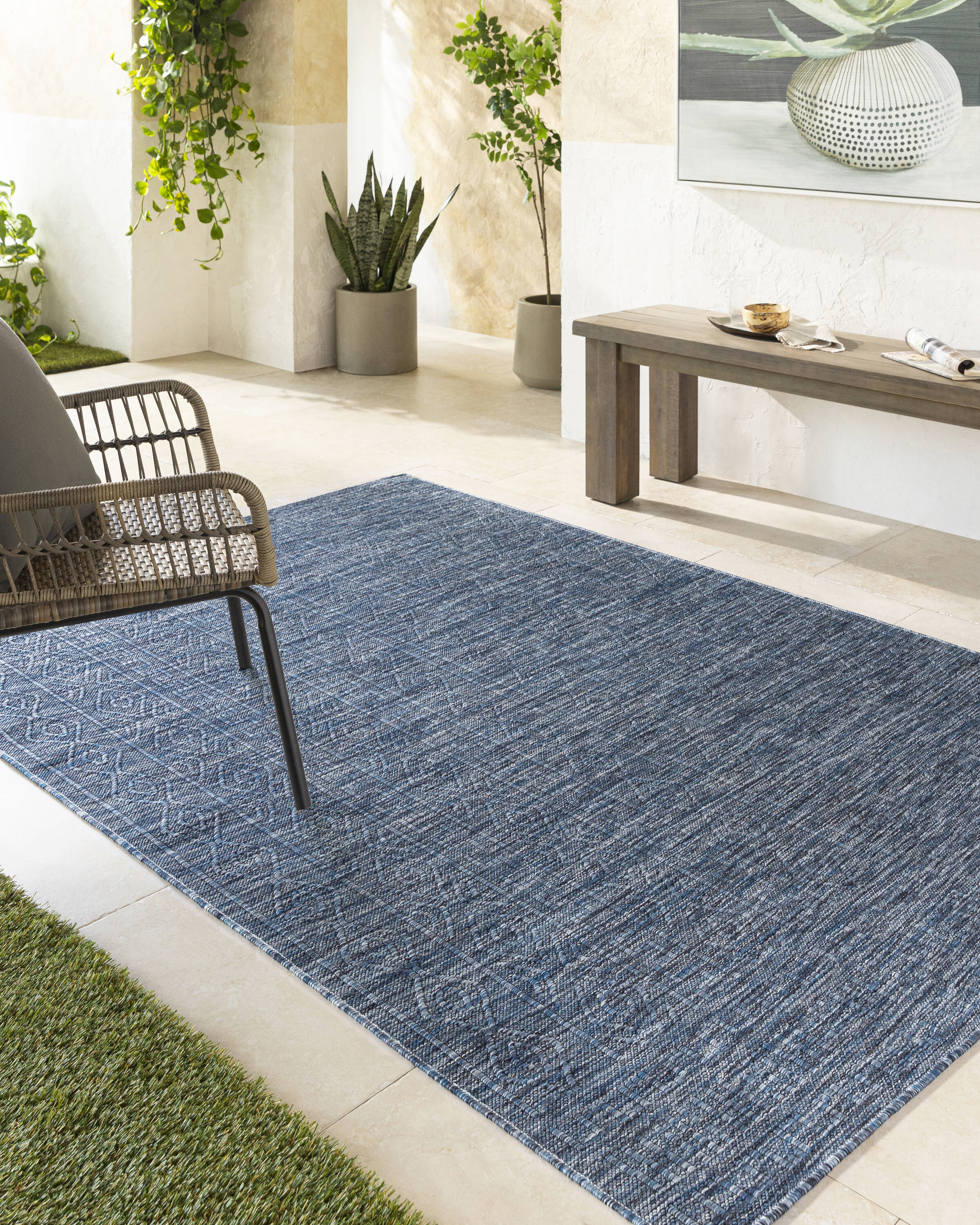 Livabliss TRC2309-679 Terrace 7 x 9 (ft) Polypropylene Dark Blue Rectangular Indoor/Outdoor Geometric Bohemian/Eclectic Area rug