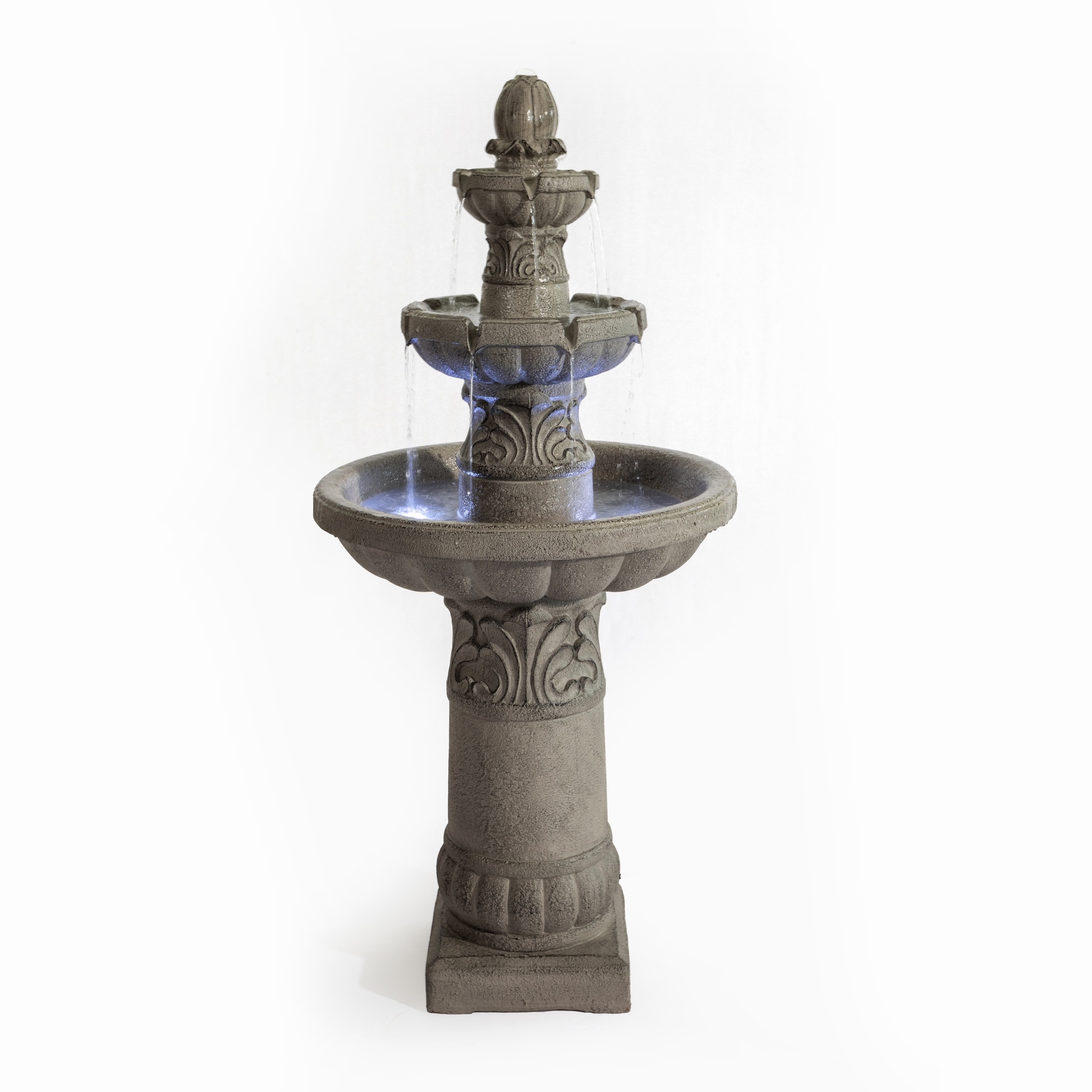 GDFStudio 52inch H 3-Tier Outdoor Garden Fountain Large Floor-Standing Resin Cascading Bubbler Fountain with Pump for Patio Yard Home Decor