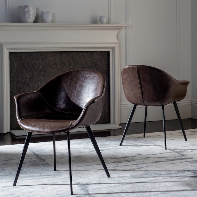 Safavieh Set of 2 Dublin Contemporary Faux Leather Upholstered Arm Chair (Wood Frame) Safavieh Set of 2 Dublin Contemporary Faux Leather Upholstered Arm Chair (Wood Frame)