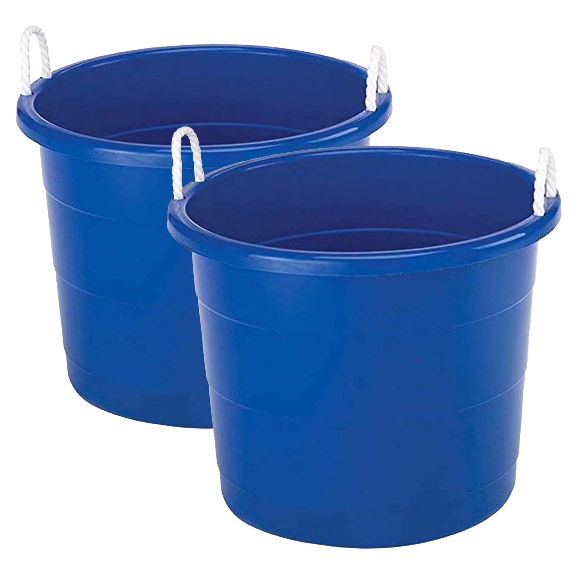Homz Products 323716 2-Pack Utility Tub Large Plastic Storage Bucket with Rope Handles 17 Gallon Blue
