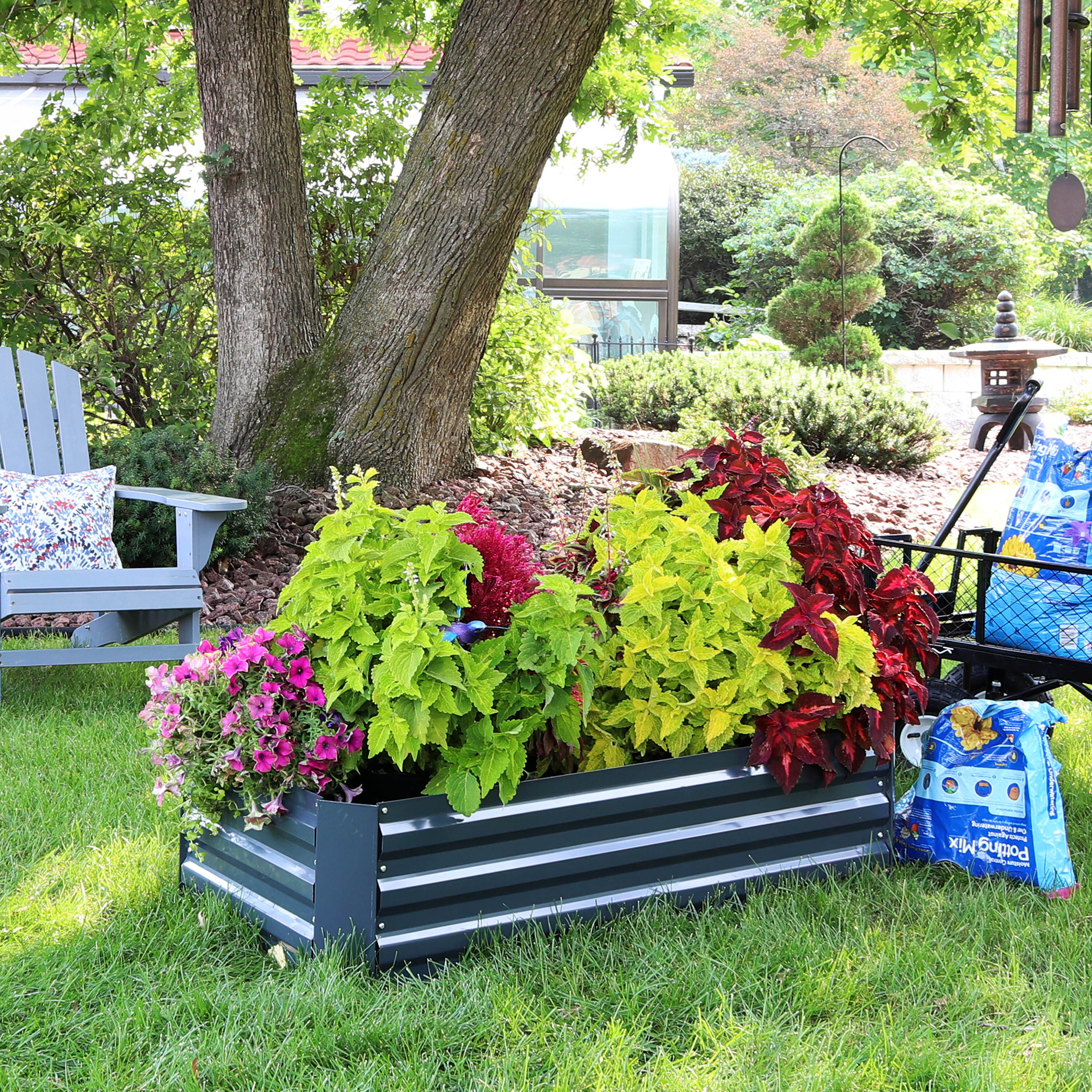 Sunnydaze Decor 24-in W x 48-in L x 11.75-in H Elevated Dark Sunnydaze Decor 24-in W x 48-in L x 11.75-in H Elevated Dark