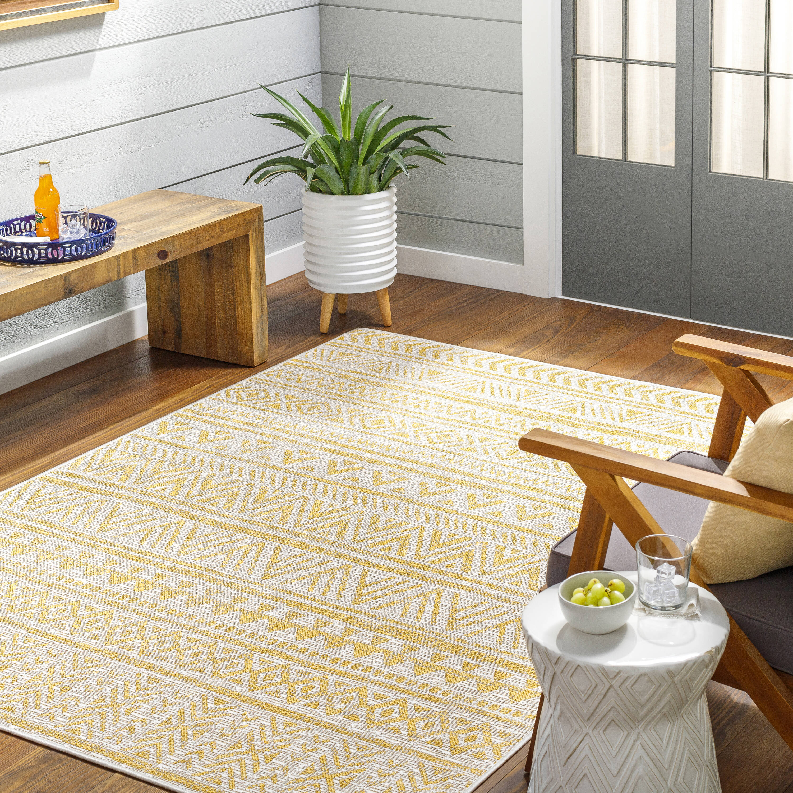 Livabliss EAG2431-2211 Eagean 2 x 3 (ft) Polypropylene Ivory Rectangular Indoor/Outdoor Geometric Bohemian/Eclectic Runner rug