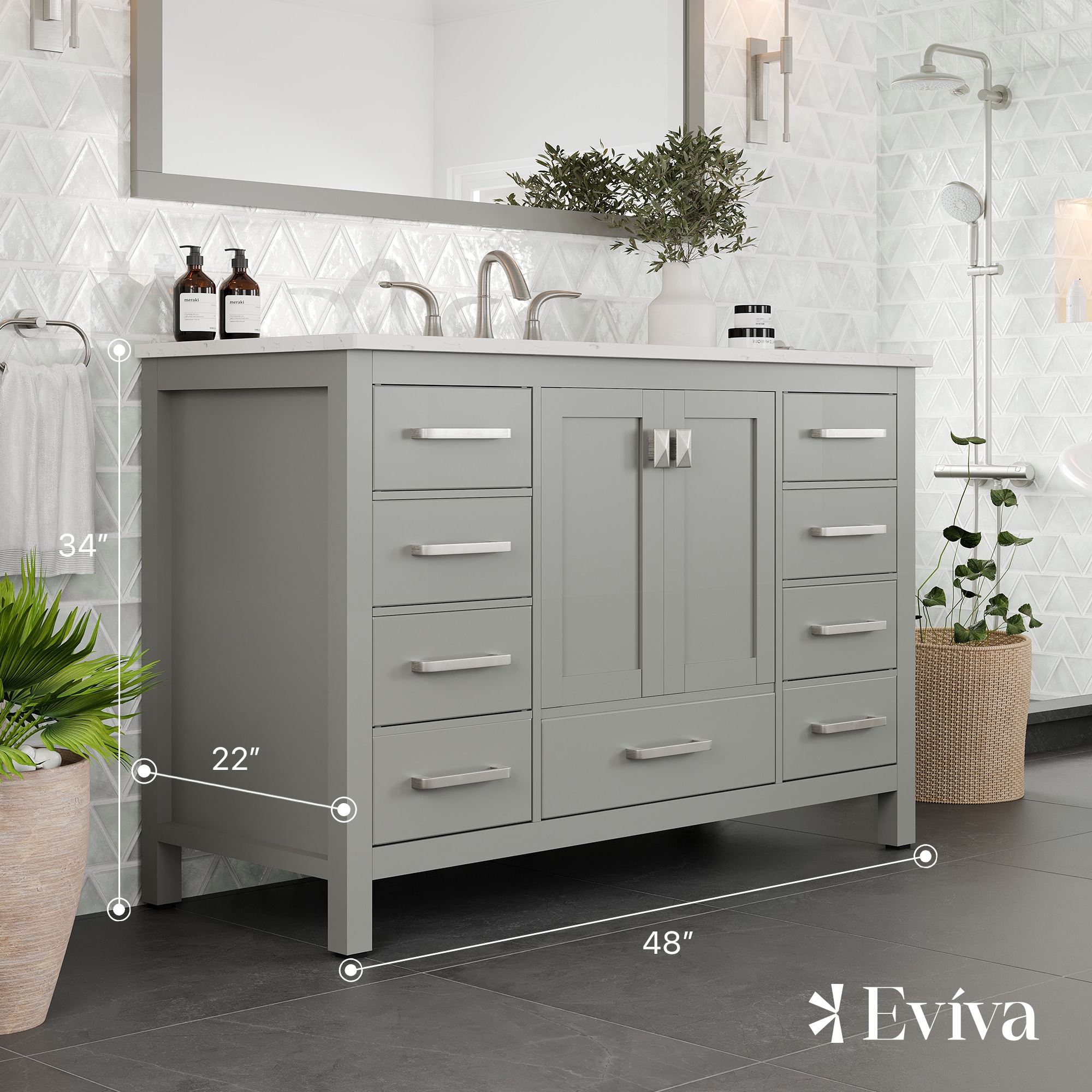 Eviva EVVN412-48GR-Q Bath-Vanity-Combo - View #2