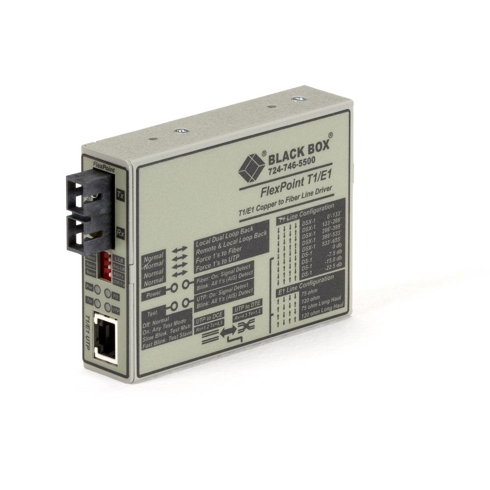 Black Box SYBA34854  MT663A-SSC Single-Mode Flex Point Modular Media Converter- T1 and E1, 1300nm and 28 km