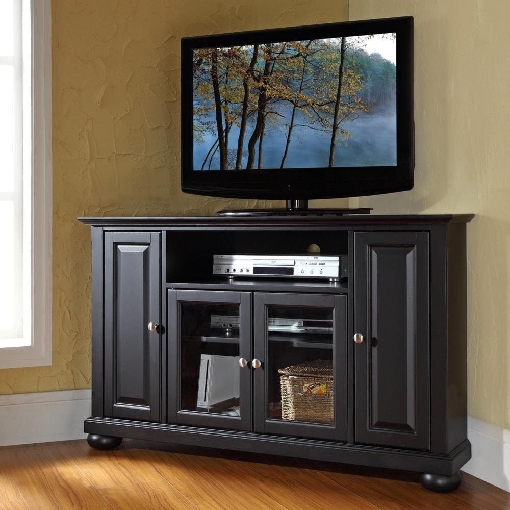 Crosley Furniture Alexandria Transitional Black Corner TV Stand ...