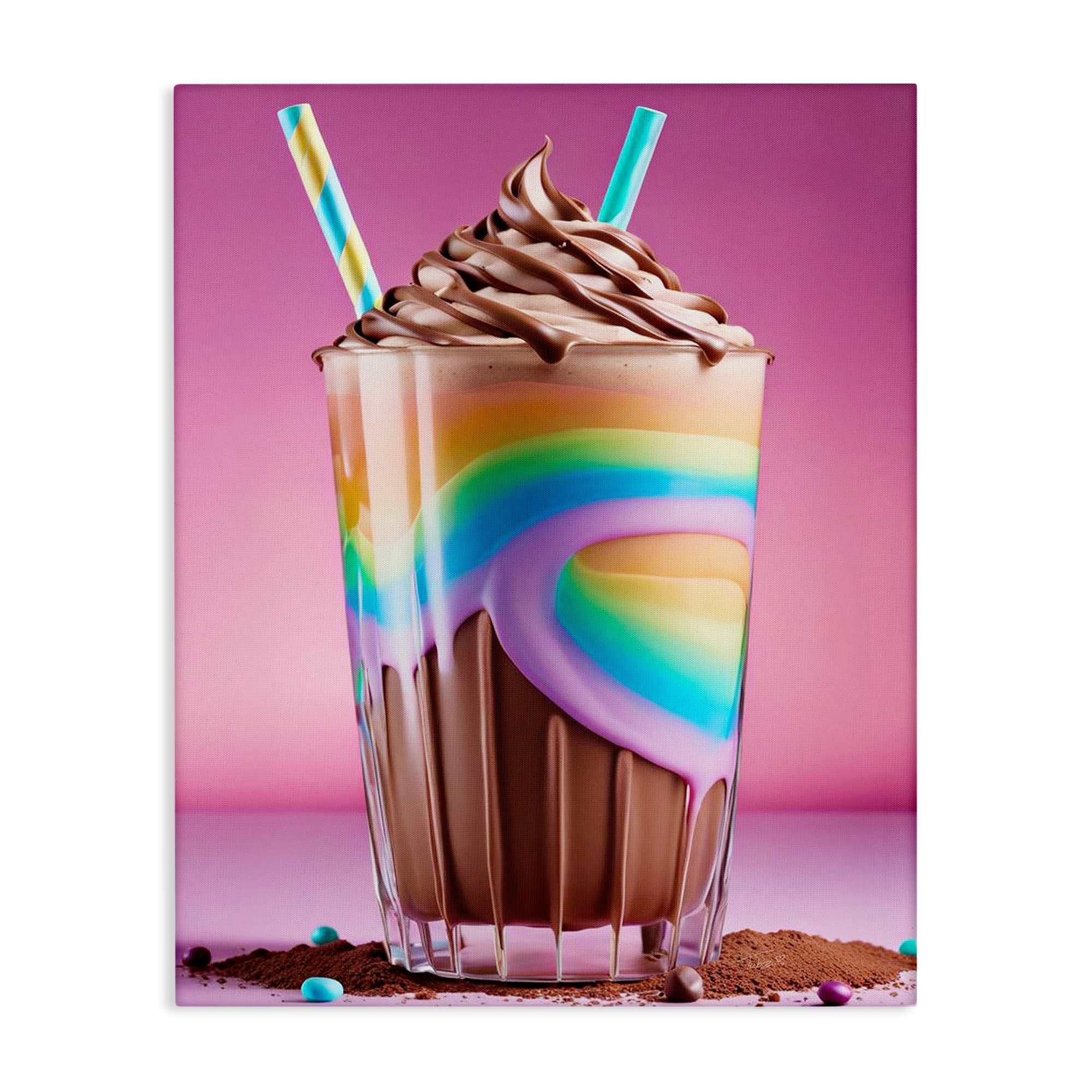 Stupell Industries BT-371-CN-16X20 Rainbow Hued Milkshake Canvas Wall Art By Tabz Jones 16 x 20