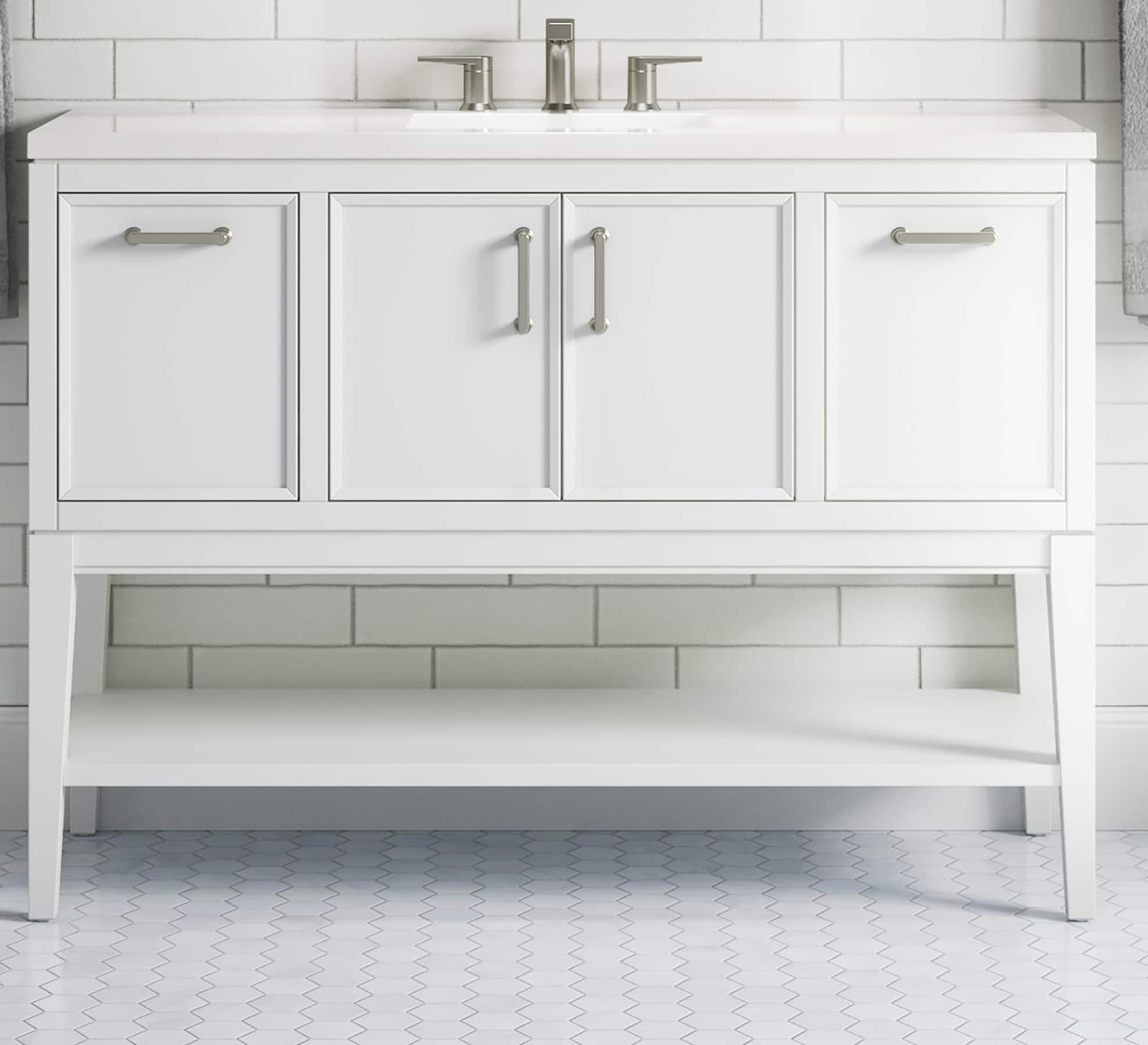 KOHLER 33580-ASB-0 Winnow 48-in White Undermount Single sink Bathroom Vanity with White Quartz Top