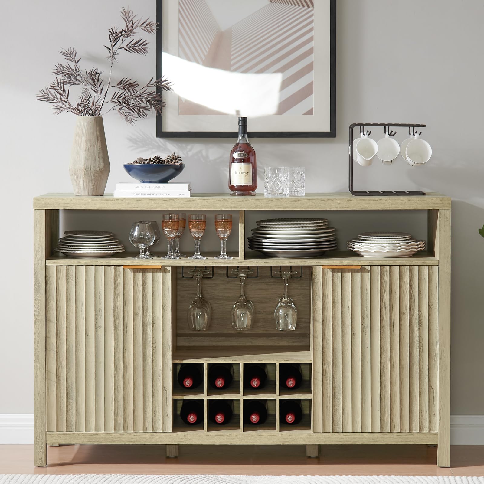 LTMATE LSAFSB0001GD 17 -Bottle Sunwashed Ash Oak Oxford MDF Wine cabinet