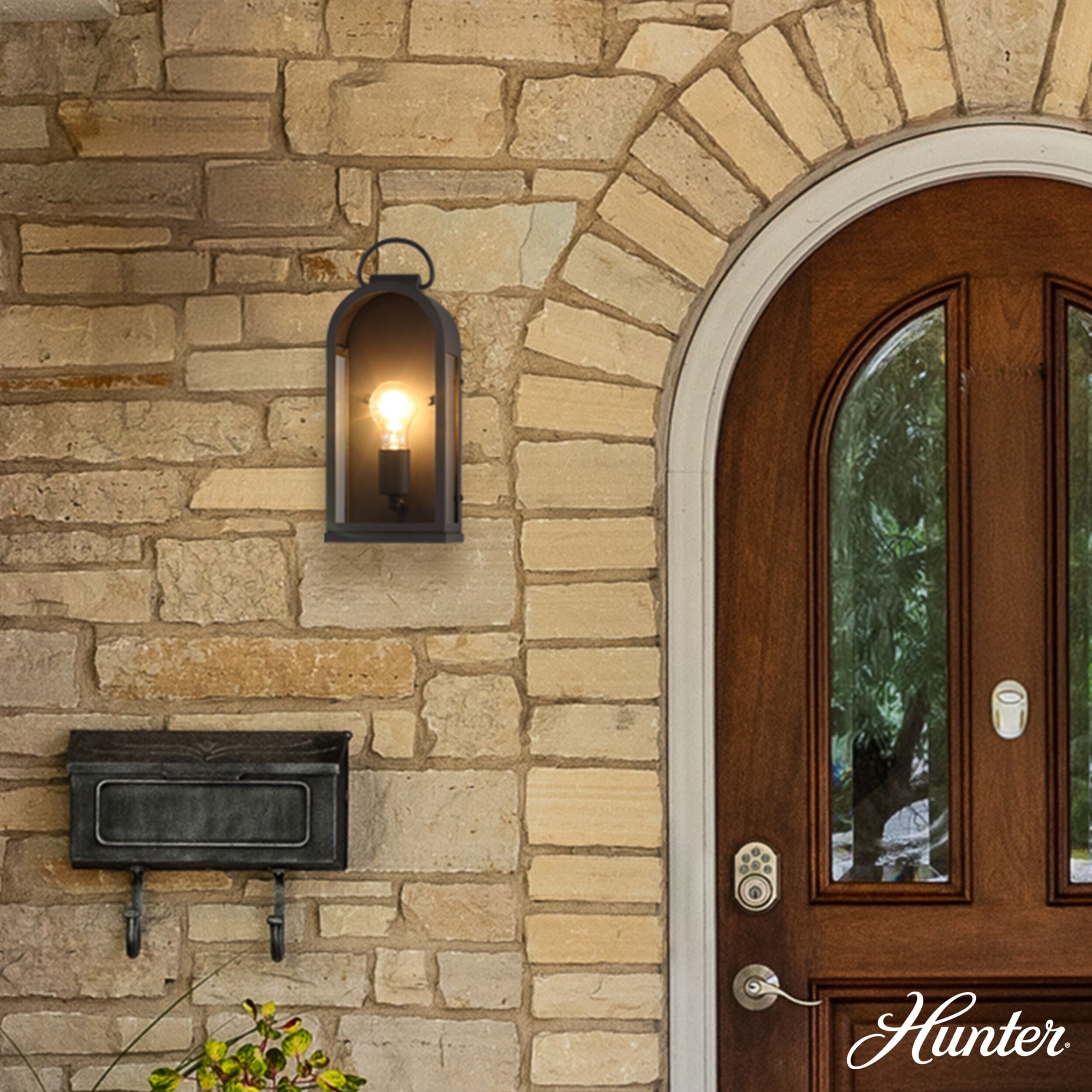 Hunter Kendra Bell 1 -Light 15-in H Matte Black Hardwired Outdoor Wall Light