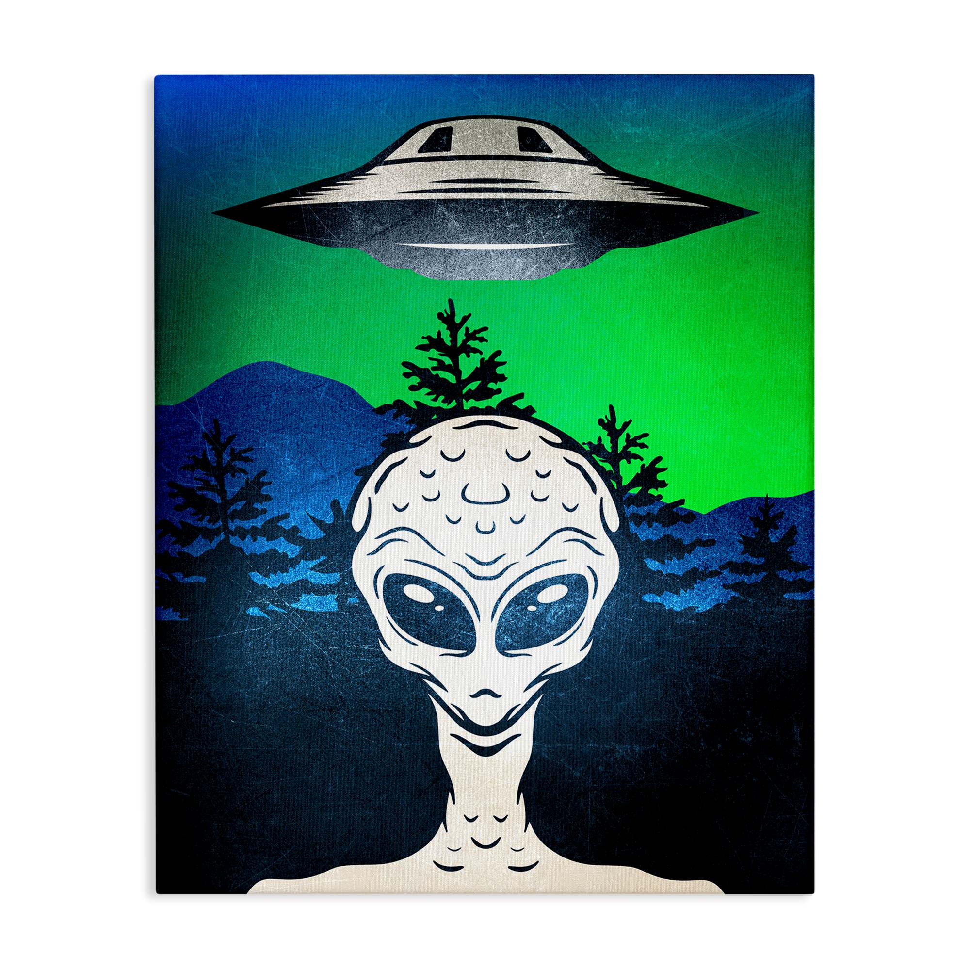 Stupell Industries BS-069-CN-16X20 Alien and UFO Scene Canvas Wall Art By Kim Allen 16 x 20