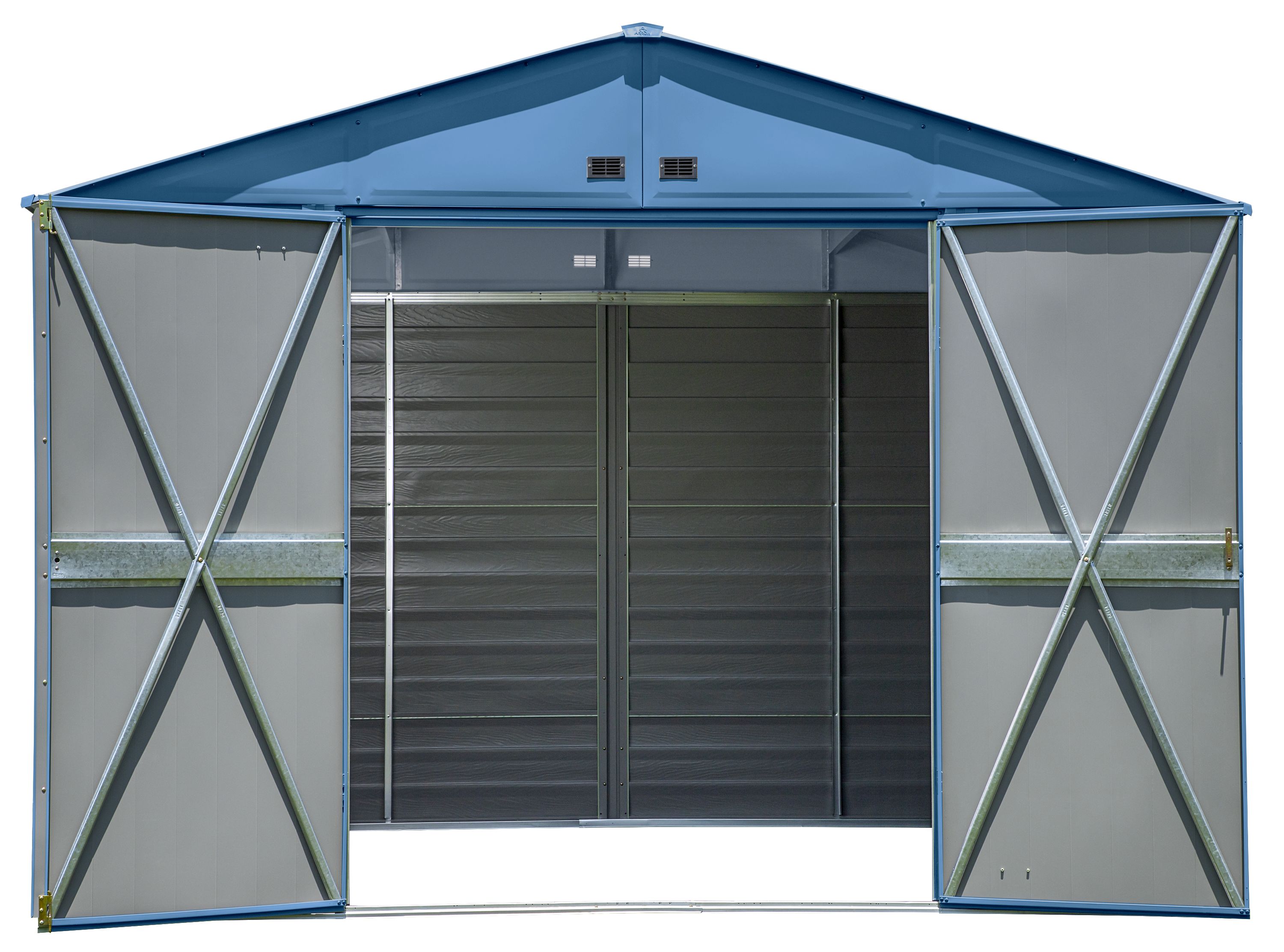 Blue Grey 10x8 Galvanized Steel Storage Shed with Swing Doors