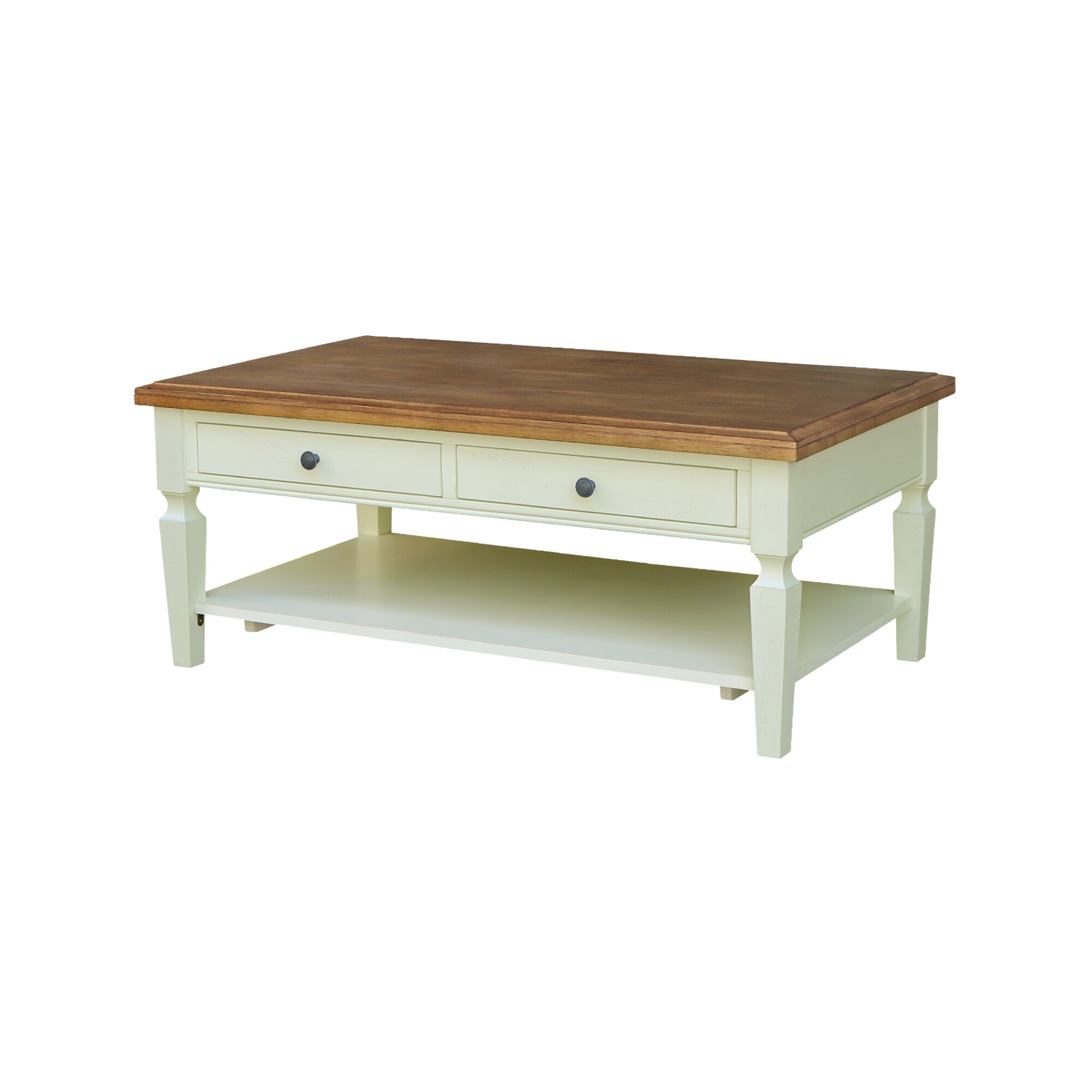 International Concepts OT79-15C Hickory Rubberwood Wood Farmhouse Coffee Table with Storage