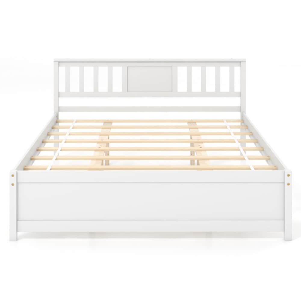 Fenbeli Wood Platform Bed Frame with Farmhouse Headboard Sturdy Mattress Foundation and Under Bed Storage Space