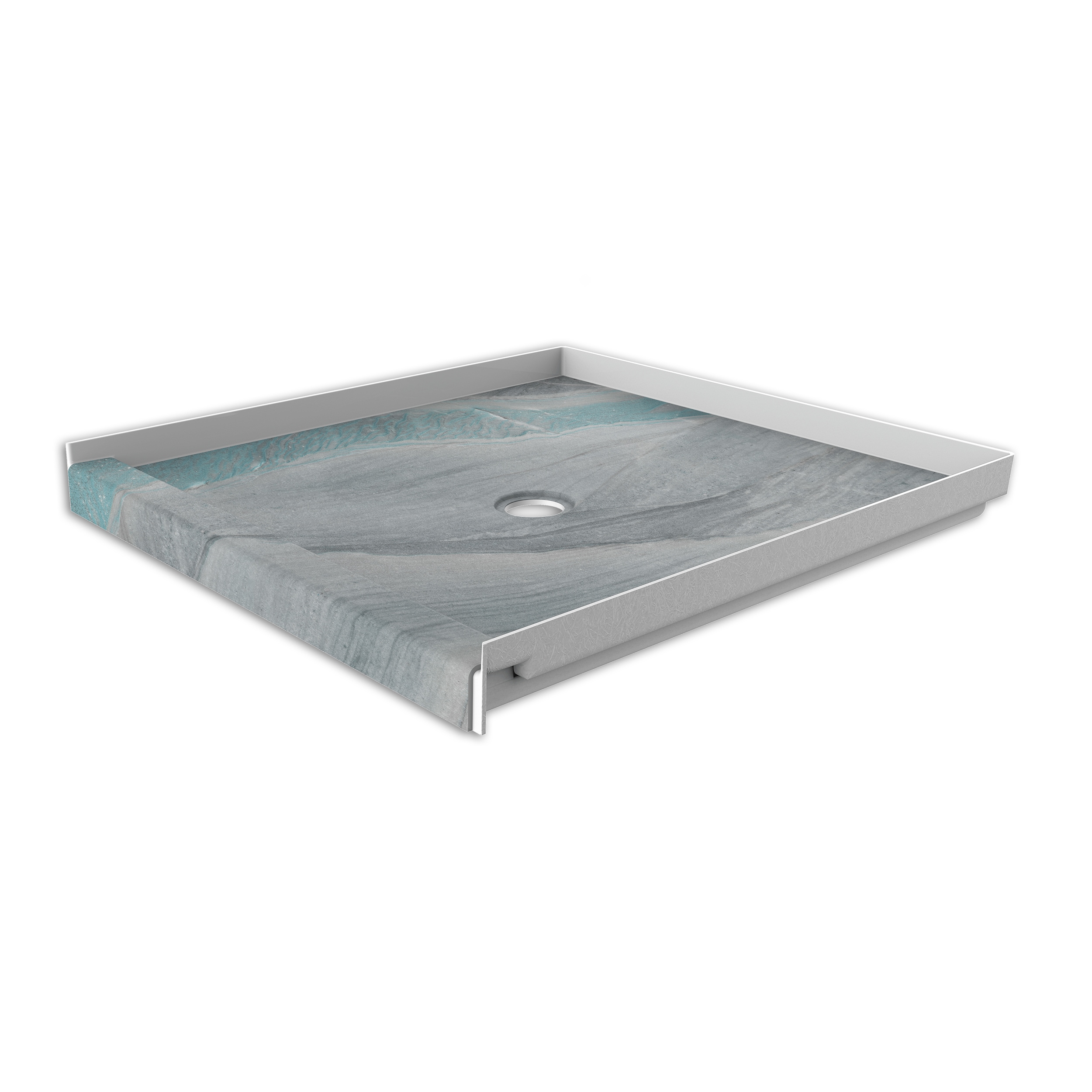 FlexStone FLXSBC3636TR 36-in W x 36-in L Triton Single Threshold Square Shower pan base with 2.625-in H Threshold (Center Drain)
