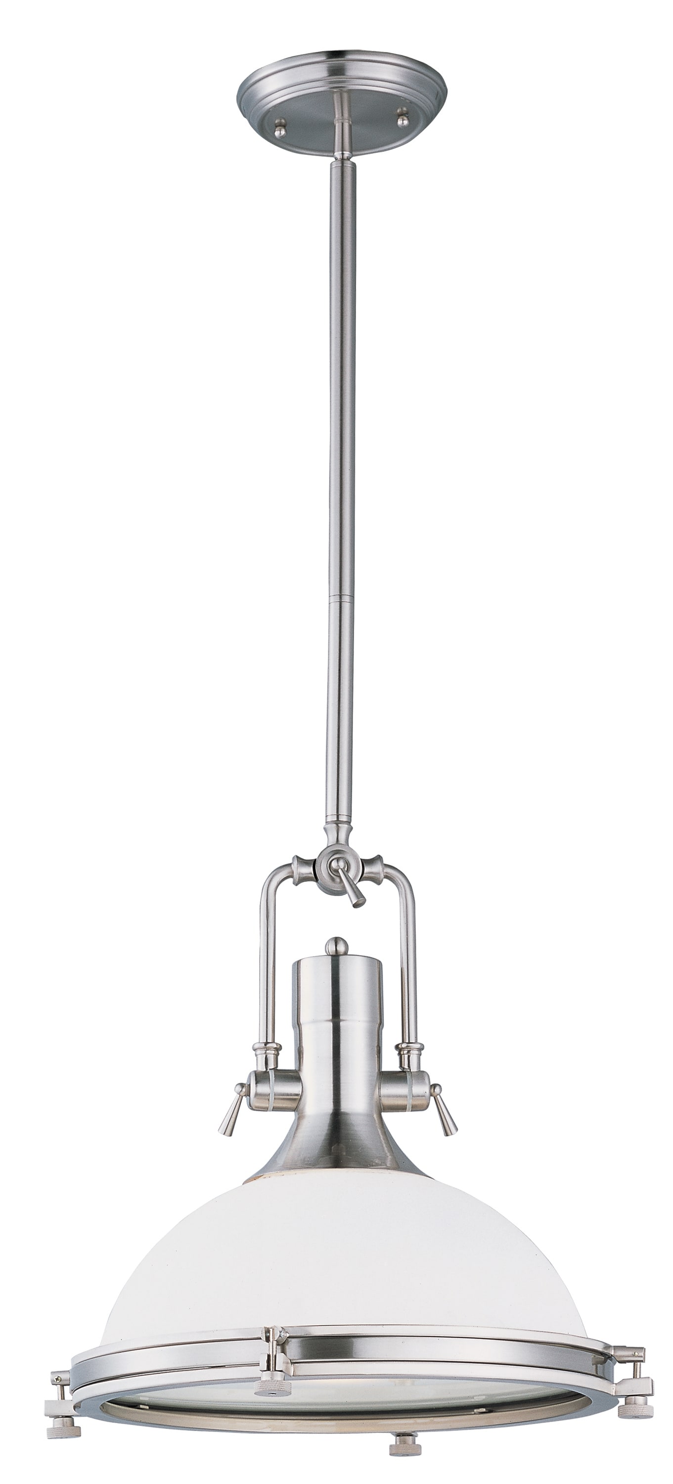 Maxim Lighting 25117SWSN Hi-Bay Satin Nickel Modern/contemporary White glass Cone Medium Hanging Pendant light