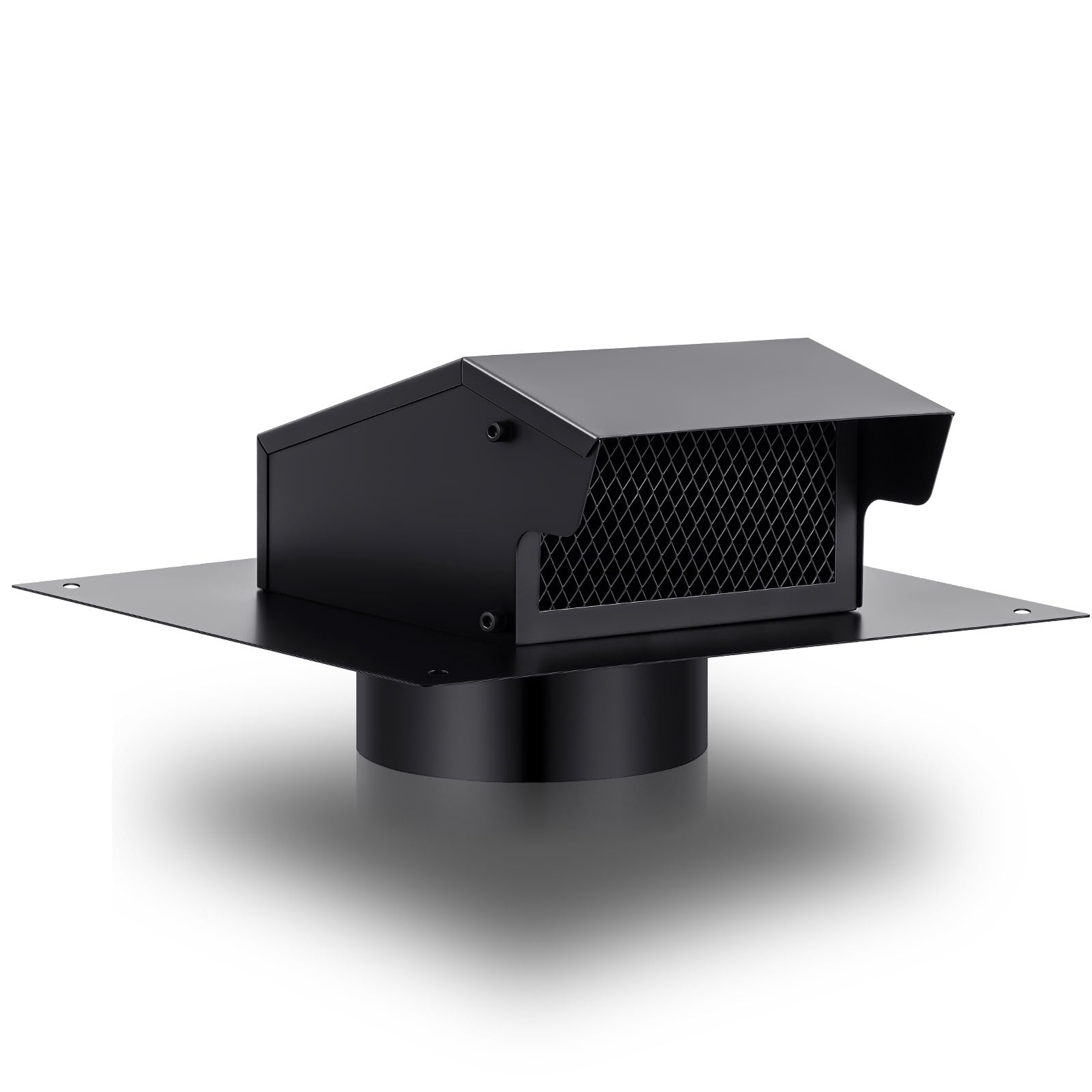 ITOPFOX  Roof Vent Cap with Damper Removable Screen and Bottom Extension for Four Inch Ventilation Systems Black Steel durable home and garden
