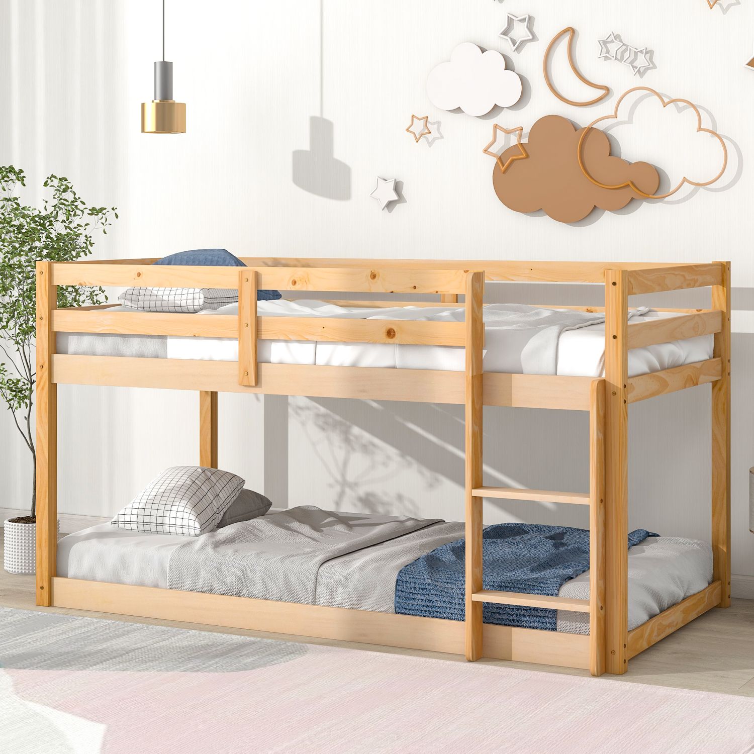 JASMODER W50458002 Natural Twin Composite Platform Bed