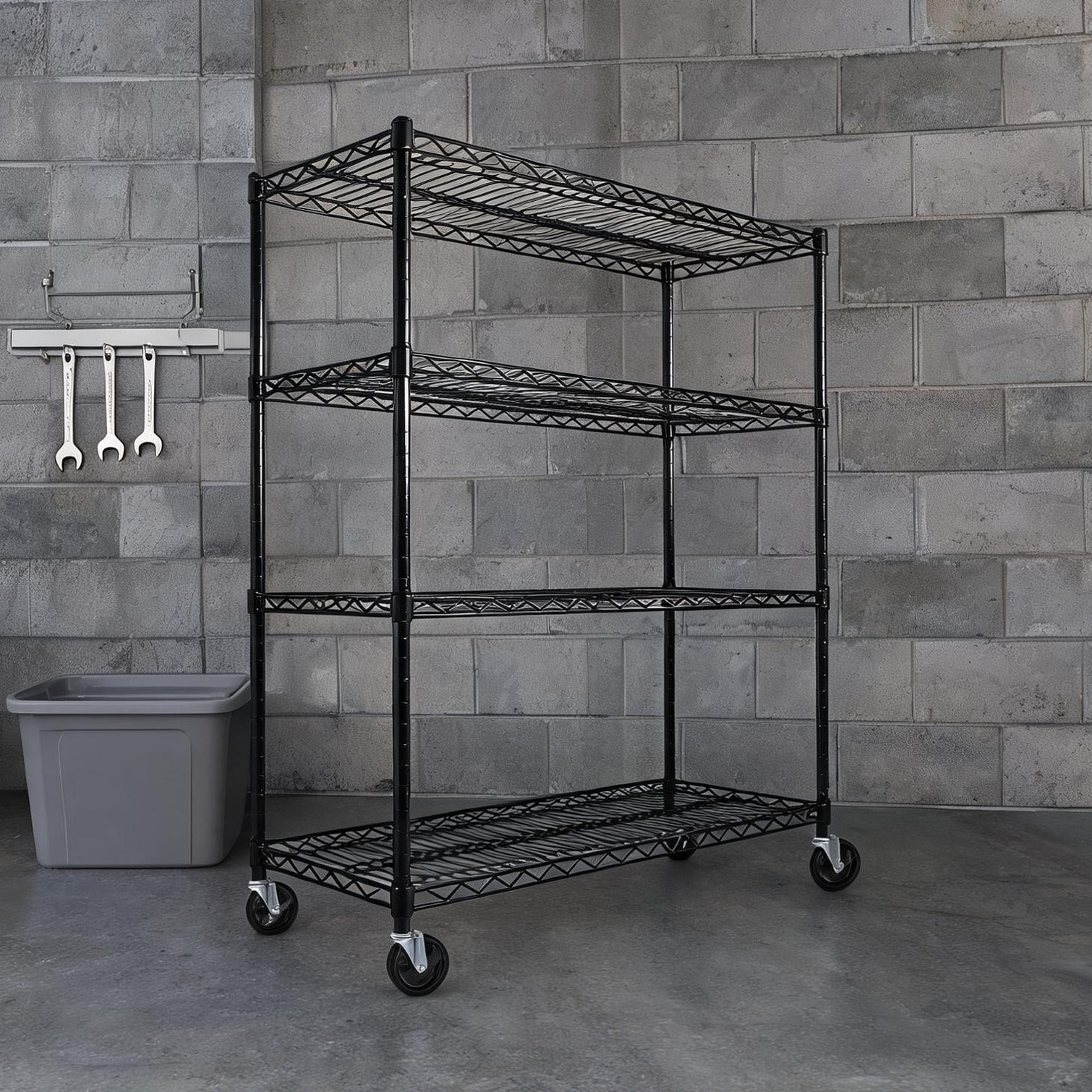 FlowLuxe Steel Wire Shelving Unit Deep Black 55.5 W x 24 D x 80 H 4 ...