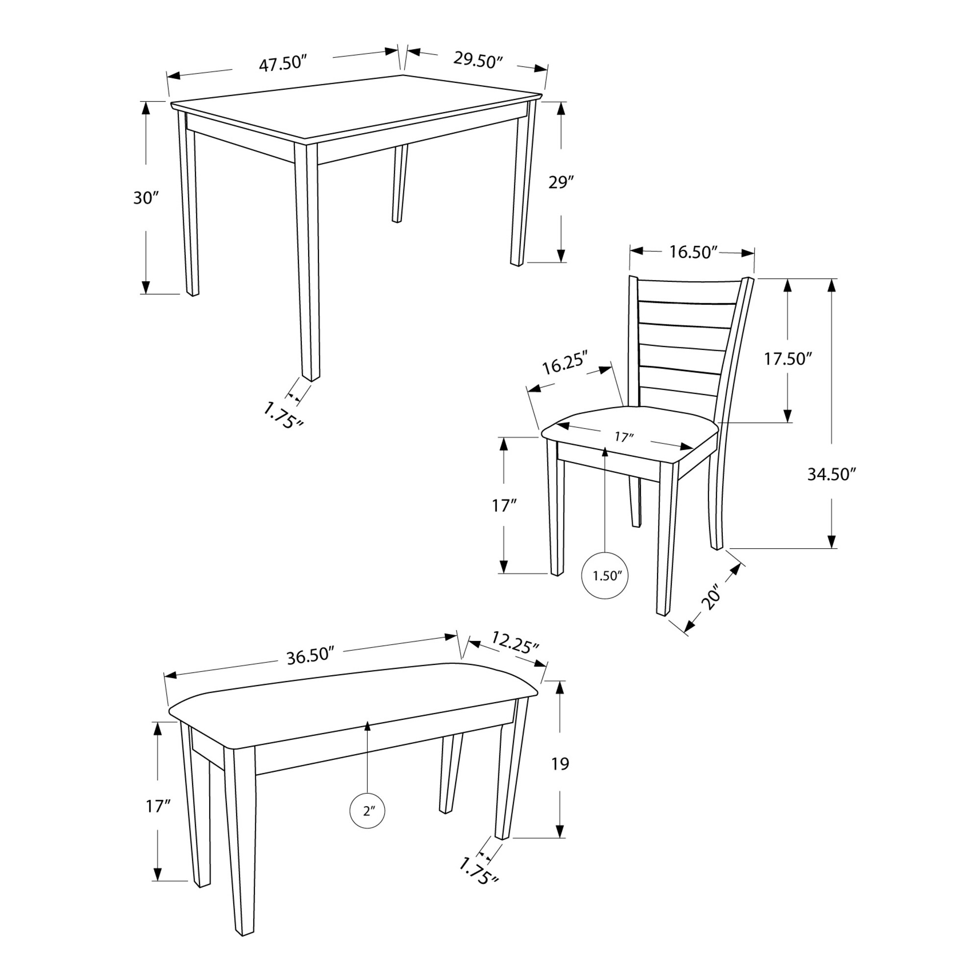 Monarch Specialties White Dining Set with Rectangular Dining Table in ...